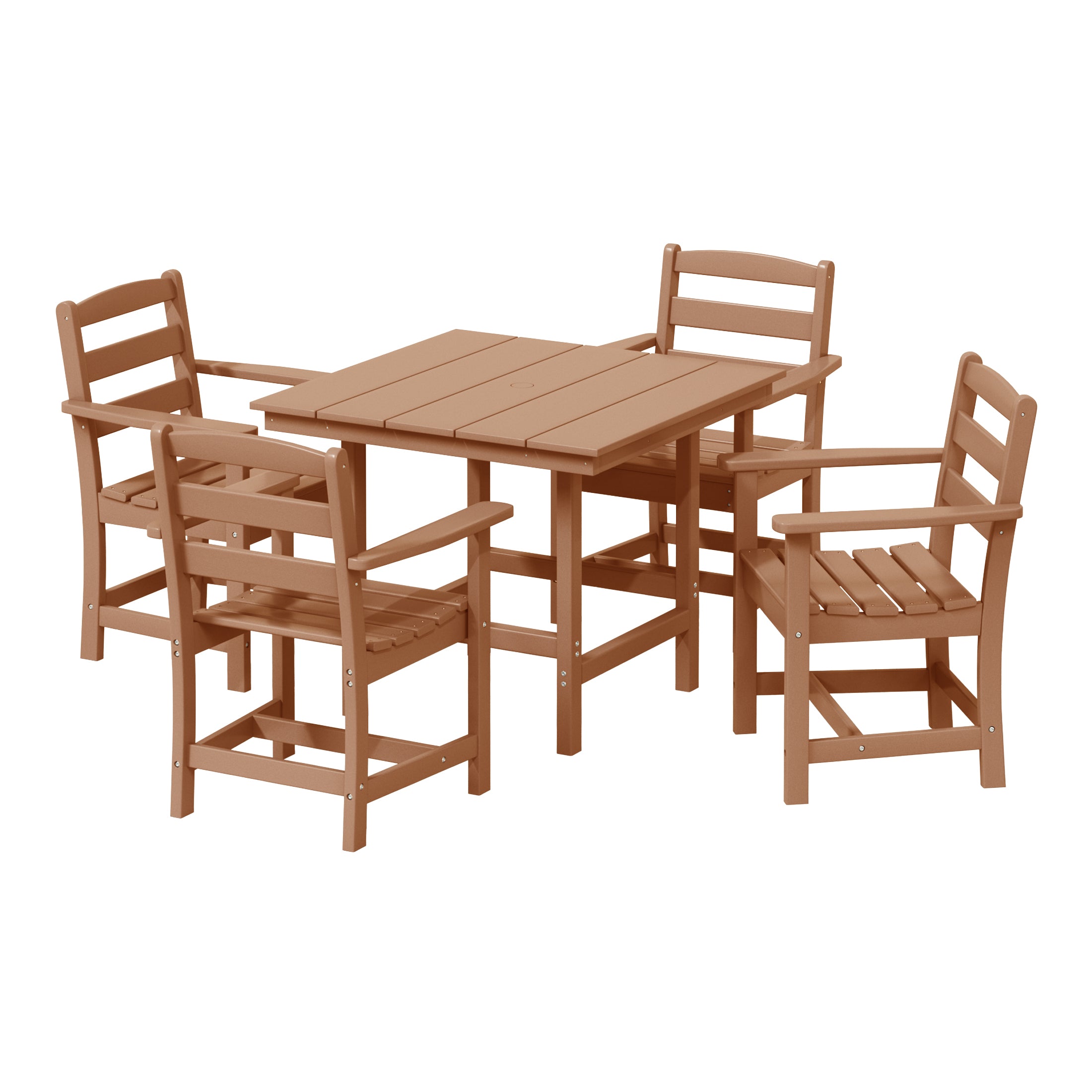 Palms 5-Piece HDPE Outdoor Square Patio Dining Table Set with Armchairs