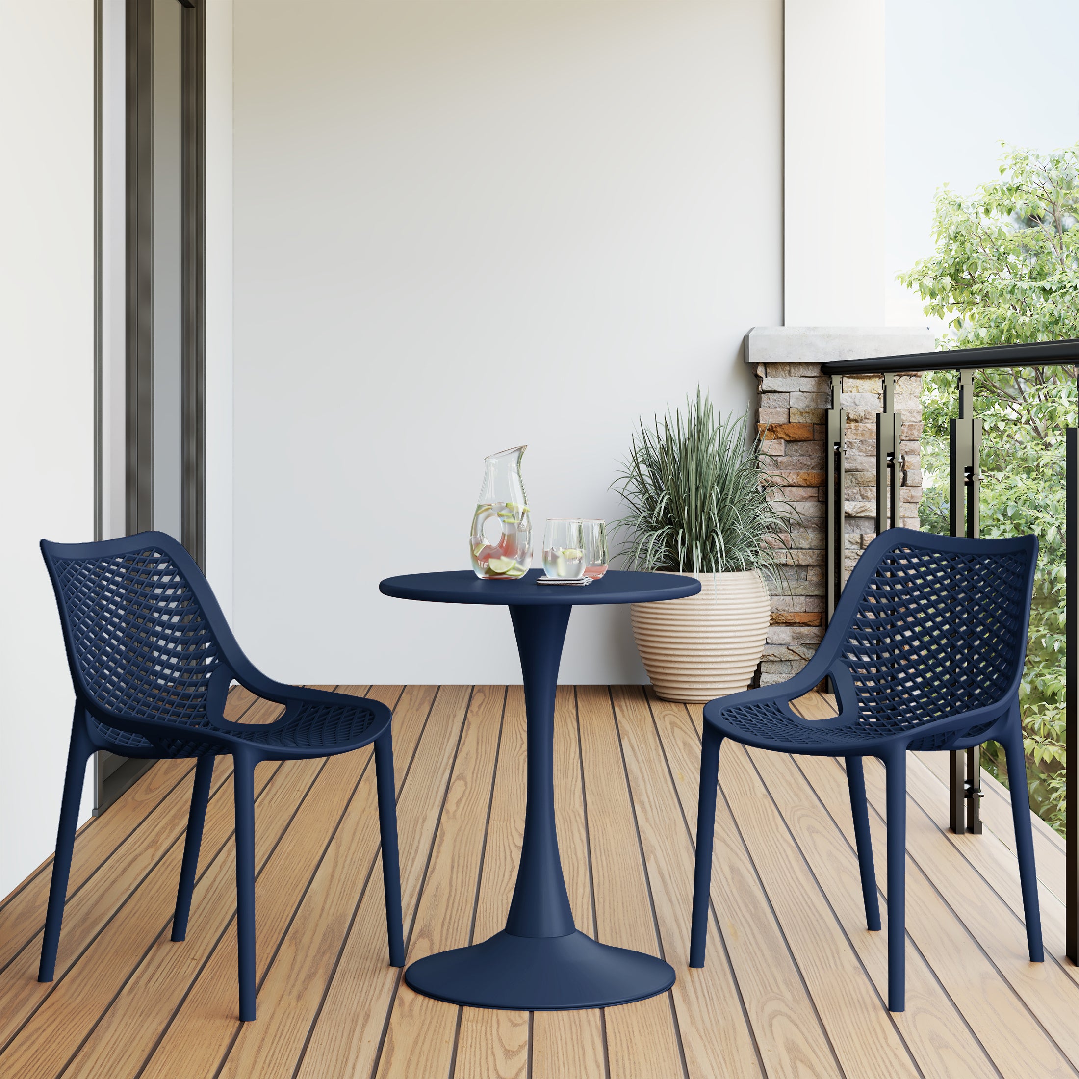 Sunshine Outdoor Stackable Modern Plastic Dining Chairs (Set of 2)