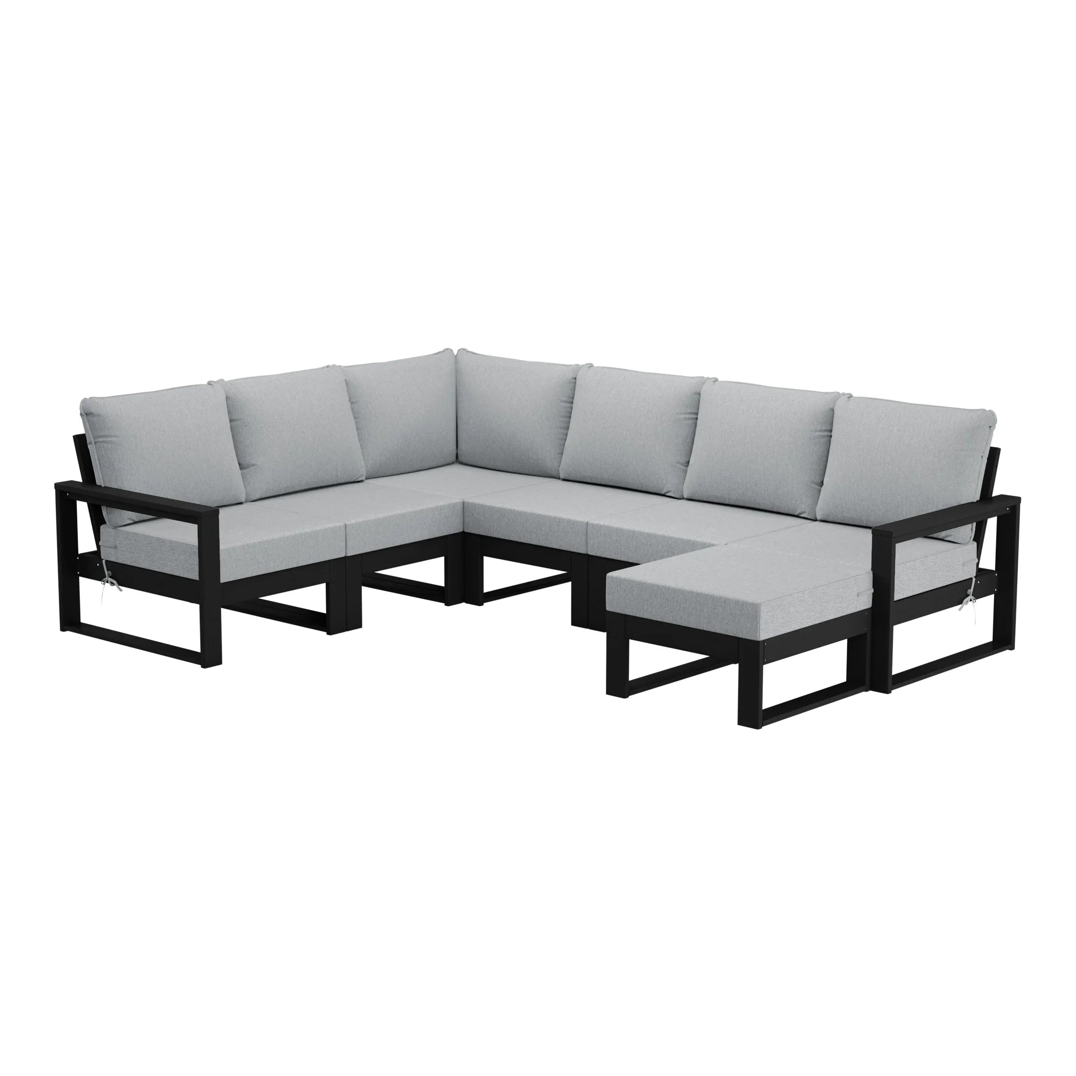Rockaway 7-Piece Outdoor Modular L-Shaped Corner Patio Sectional Sofa Set