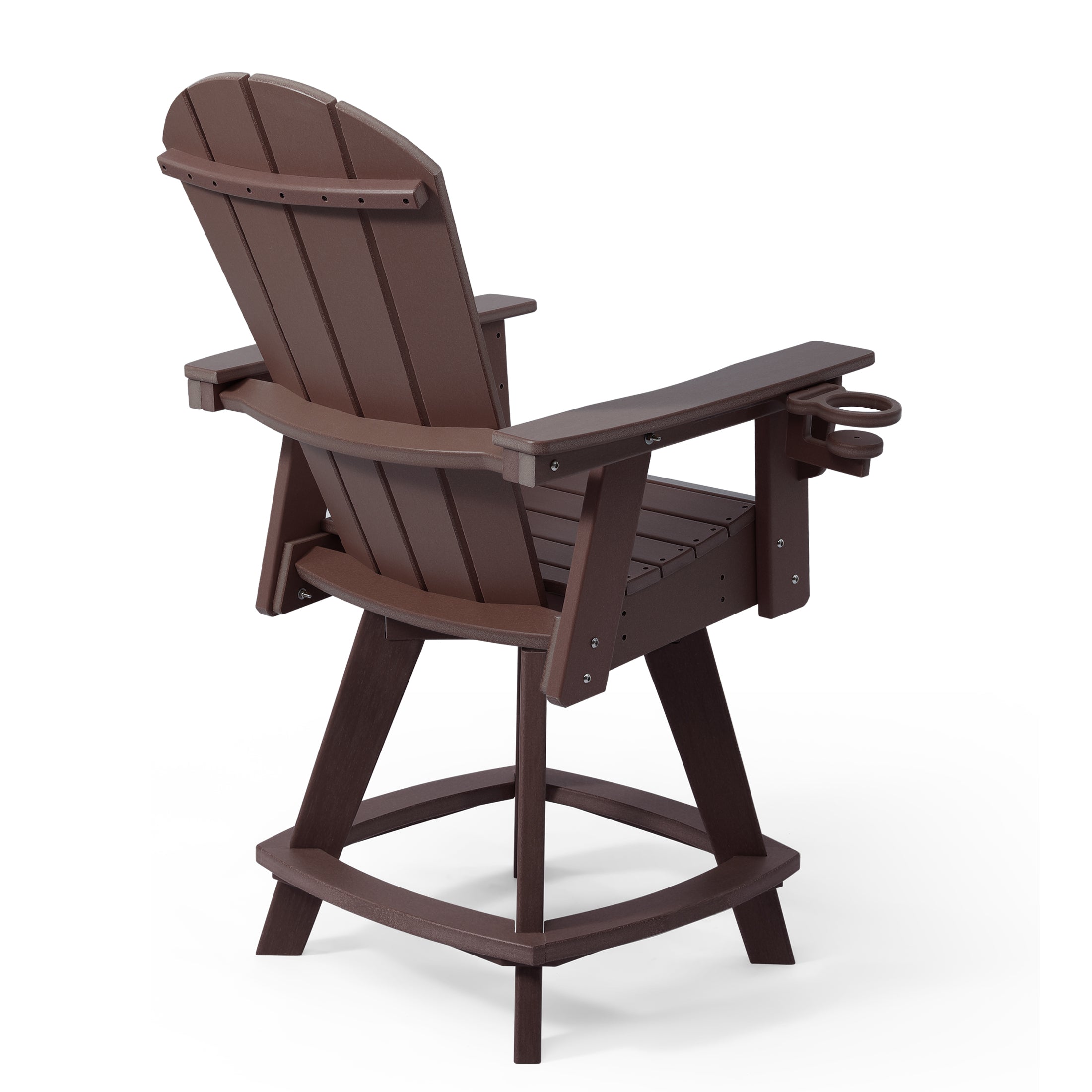 Paradise Outdoor HDPE Adirondack Swivel Counter Height Bar Chair With Cup Holder