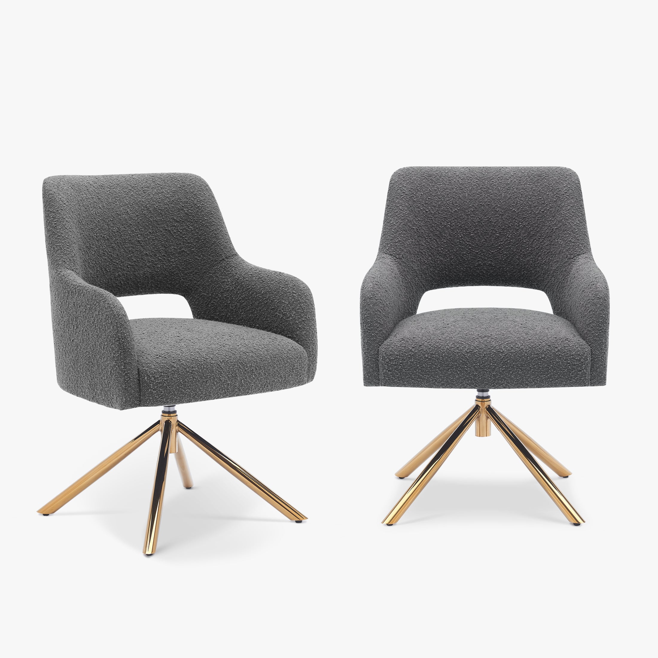 Amélie Mid-Century Modern Wide Boucle Swivel Accent Arm Chair (Set of 2)
