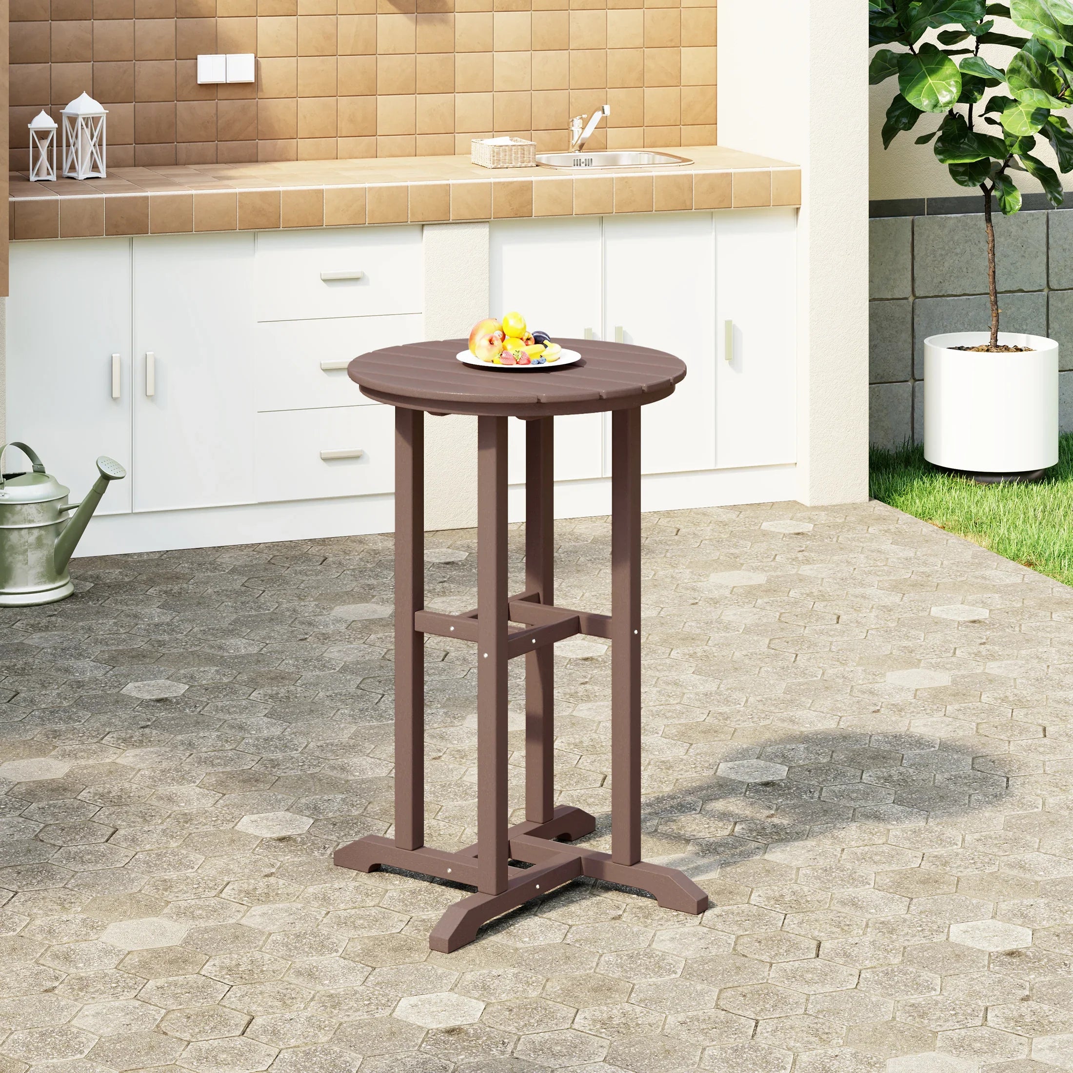 Paradise 37" Counter Height Round Outdoor Patio Bistro Bar Table