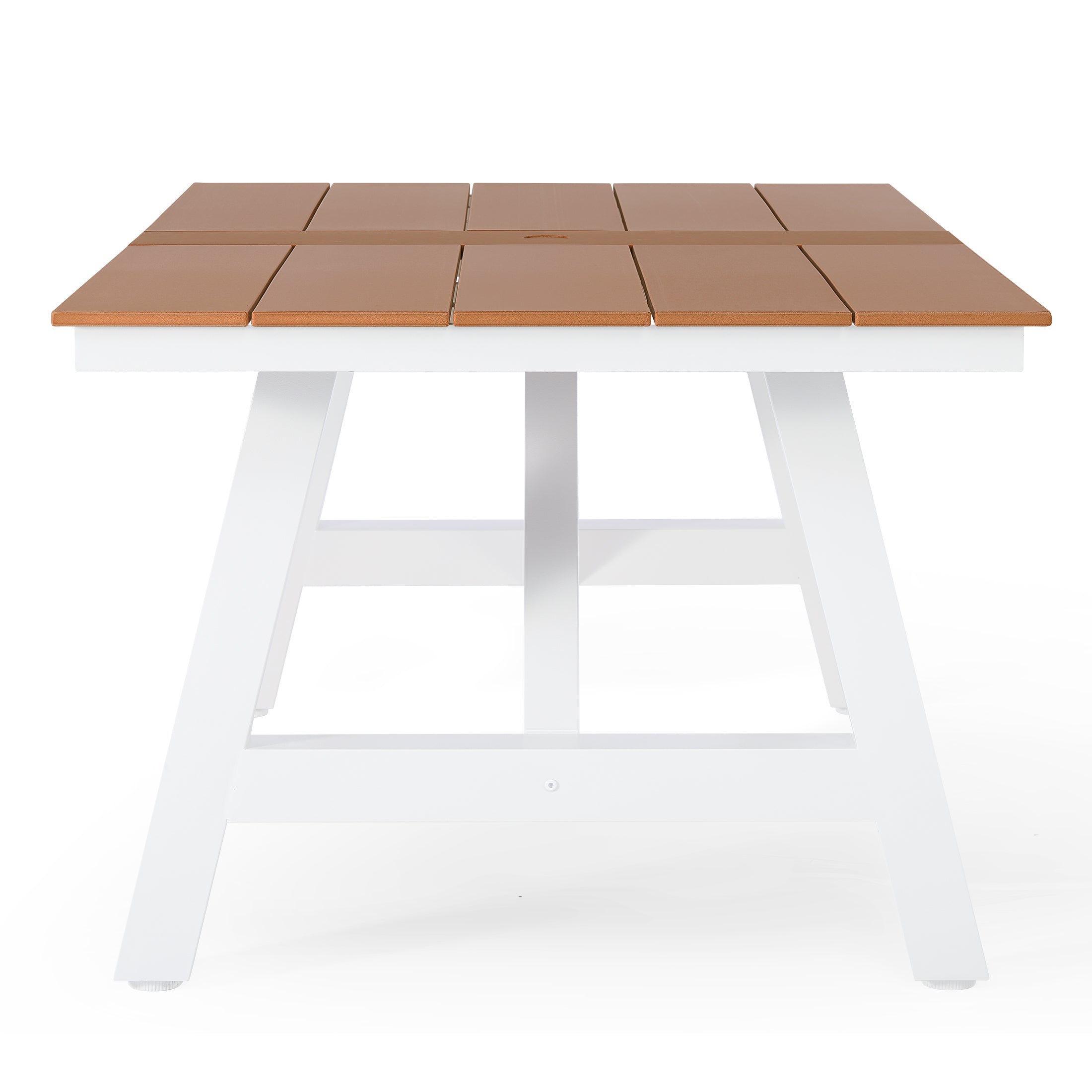 Stinson 90" HDPE Rectangle Outdoor Patio Dining Table With Umbrella Hole and Metal Frame