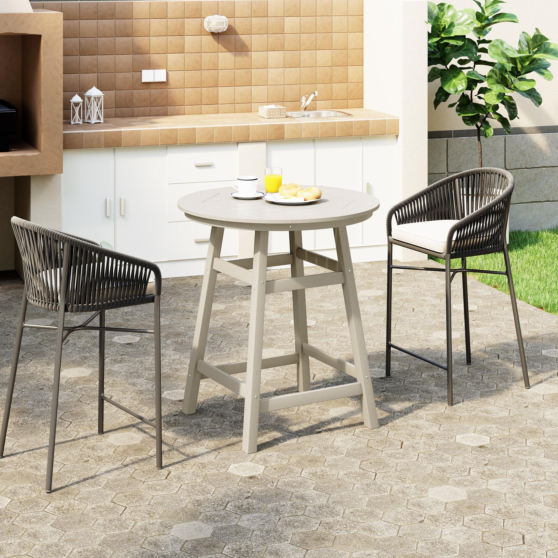 Paradise Outdoor 35" HDPE Round Patio Counter Height Bar Table