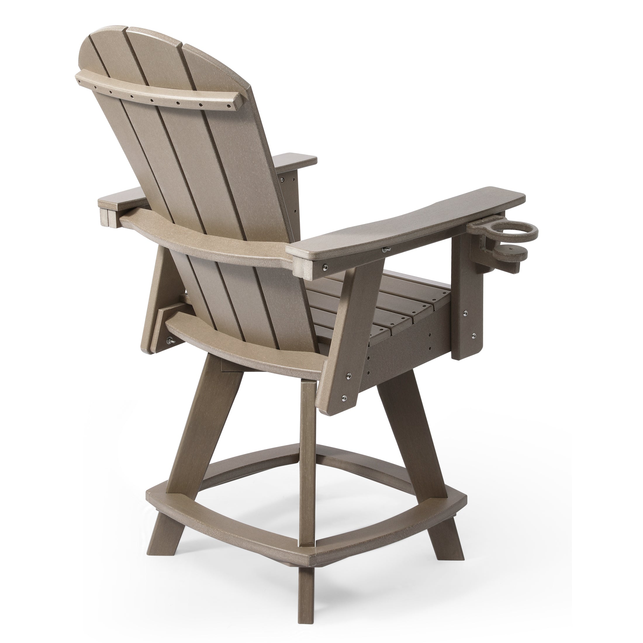 Paradise Outdoor HDPE Adirondack Swivel Counter Height Bar Chair With Cup Holder