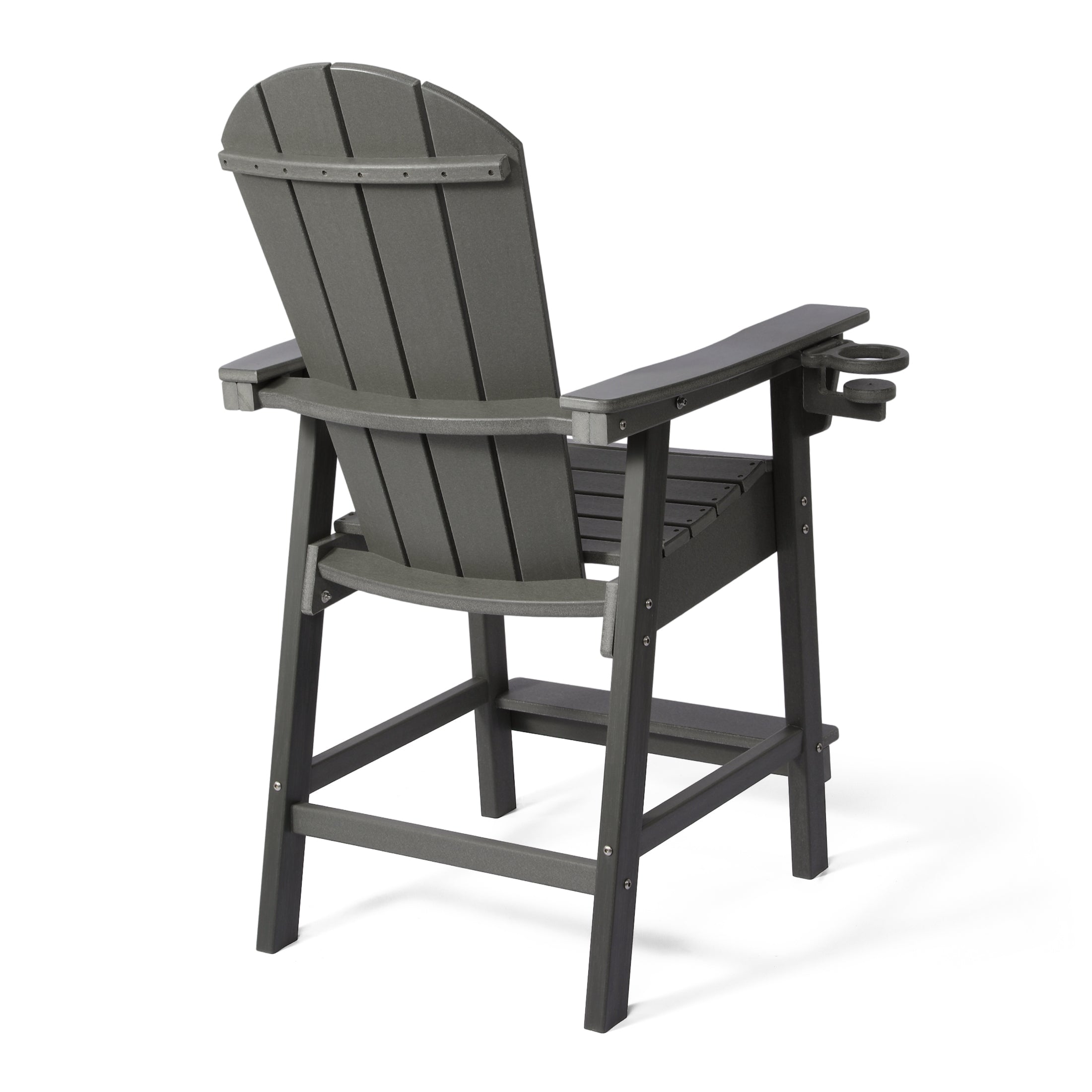 Paradise Outdoor HDPE Tall Adirondack Counter Height Bar Chair With Cup Holder