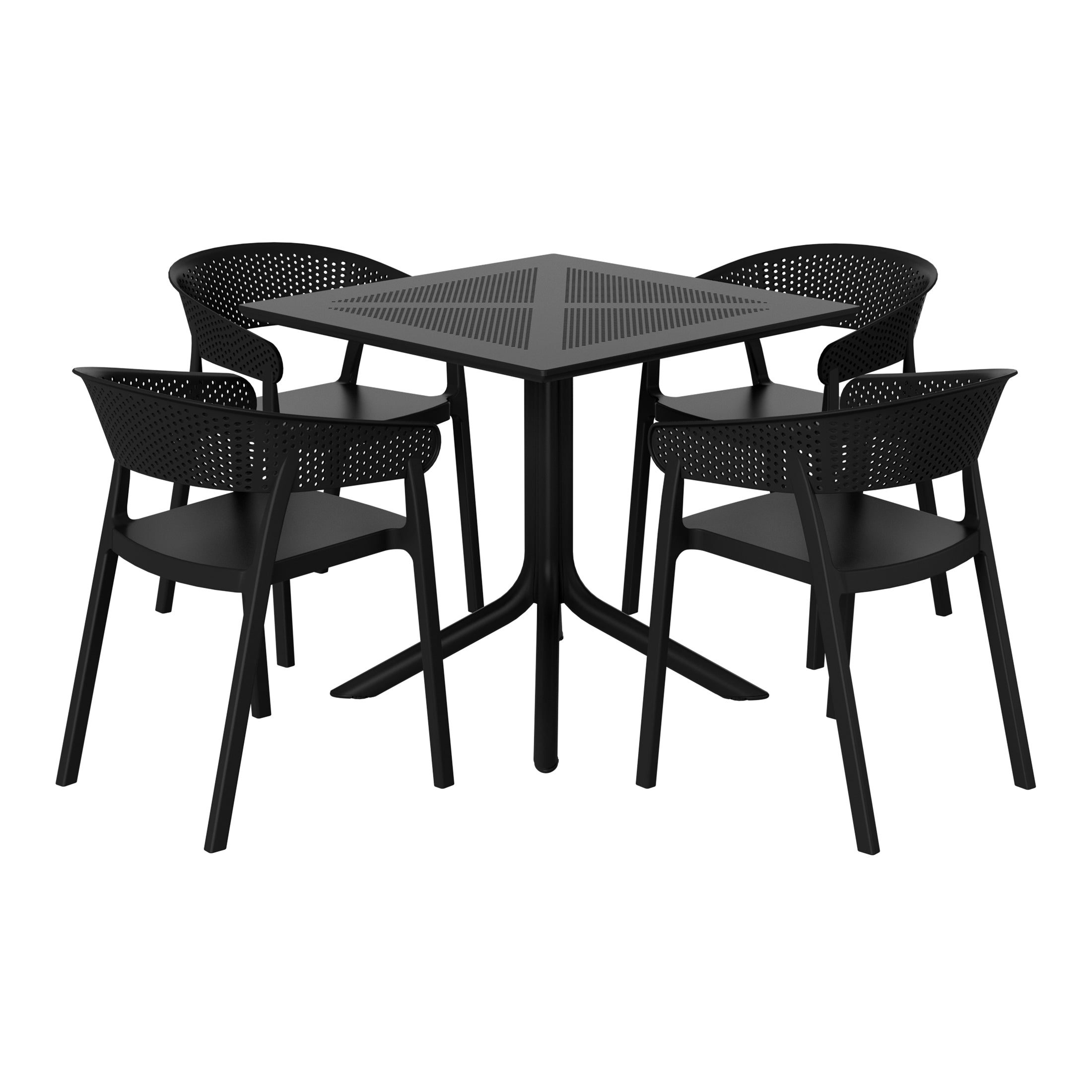 Sunshine 5-Piece Modern Patio Square Dining Table Set with Stackable Patio Dining Chairs
