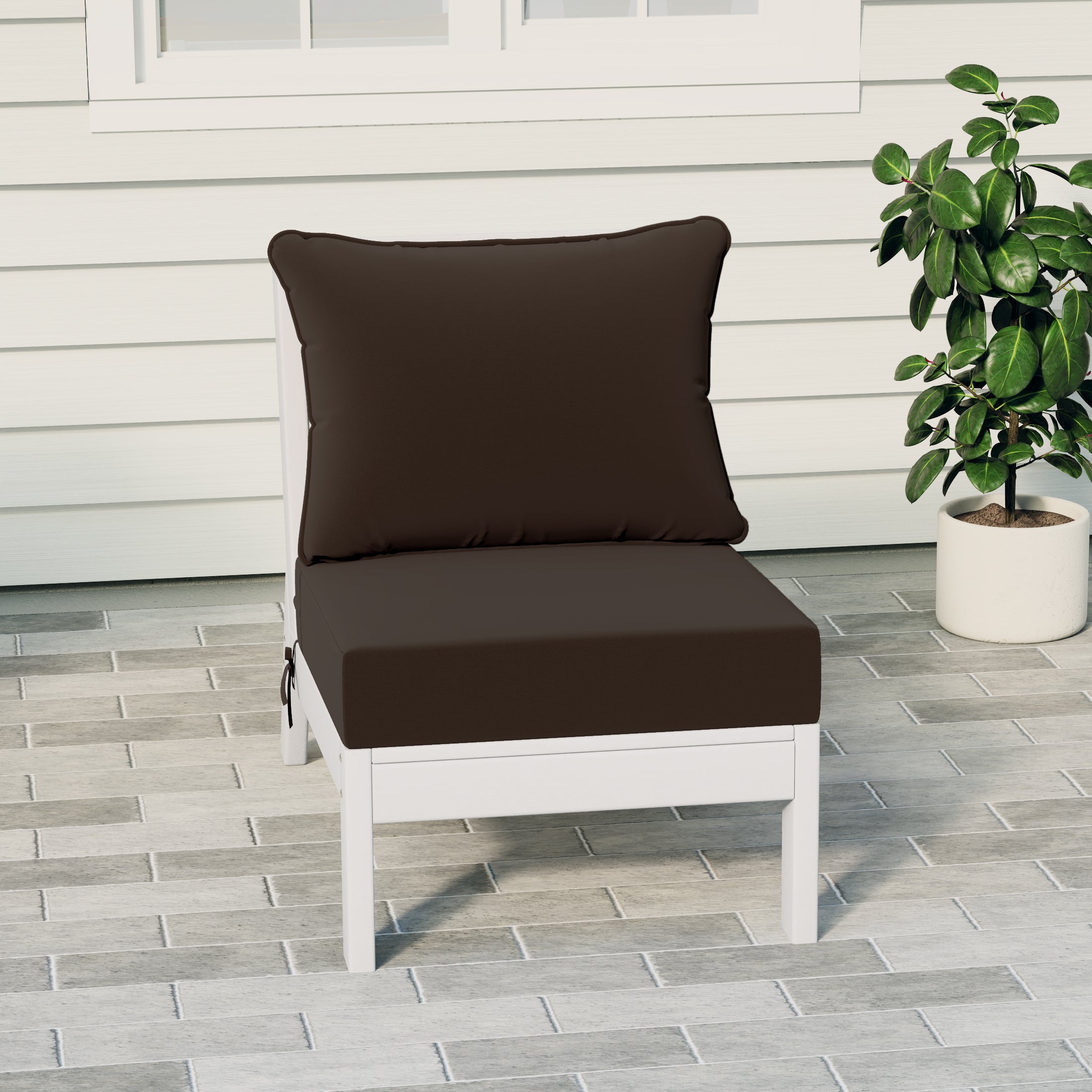 Portsmouth Outdoor HDPE Deep Seating Modular Armless Patio Chair with Patio Cushions