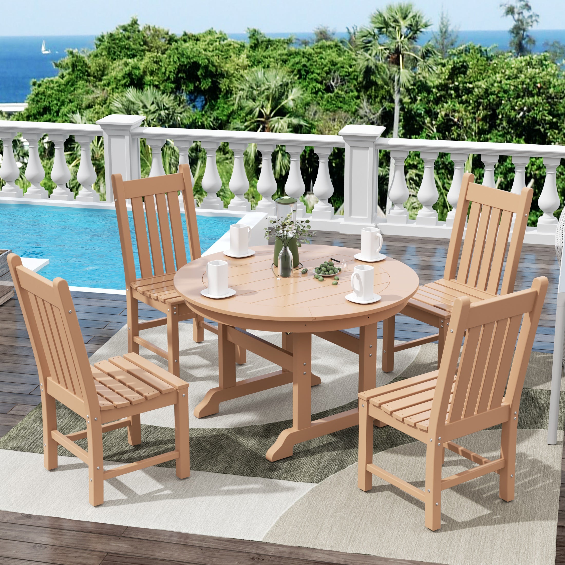 Paradise 5 Piece Outdoor Patio Dining Set Outdoor Round Table and Chair Set