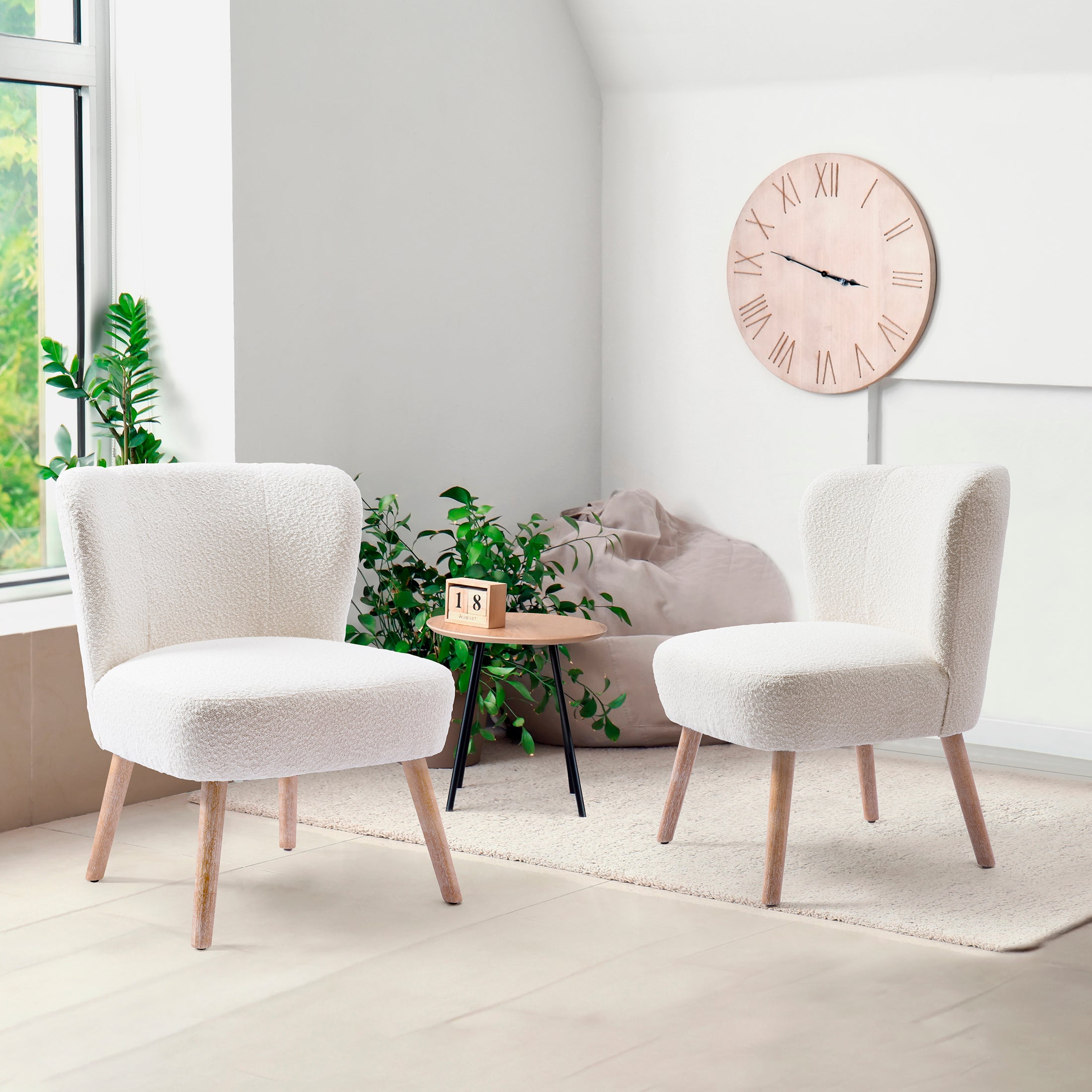 Amélie 25" Wide Upholstered Boucle Accent Chairs Set of Two