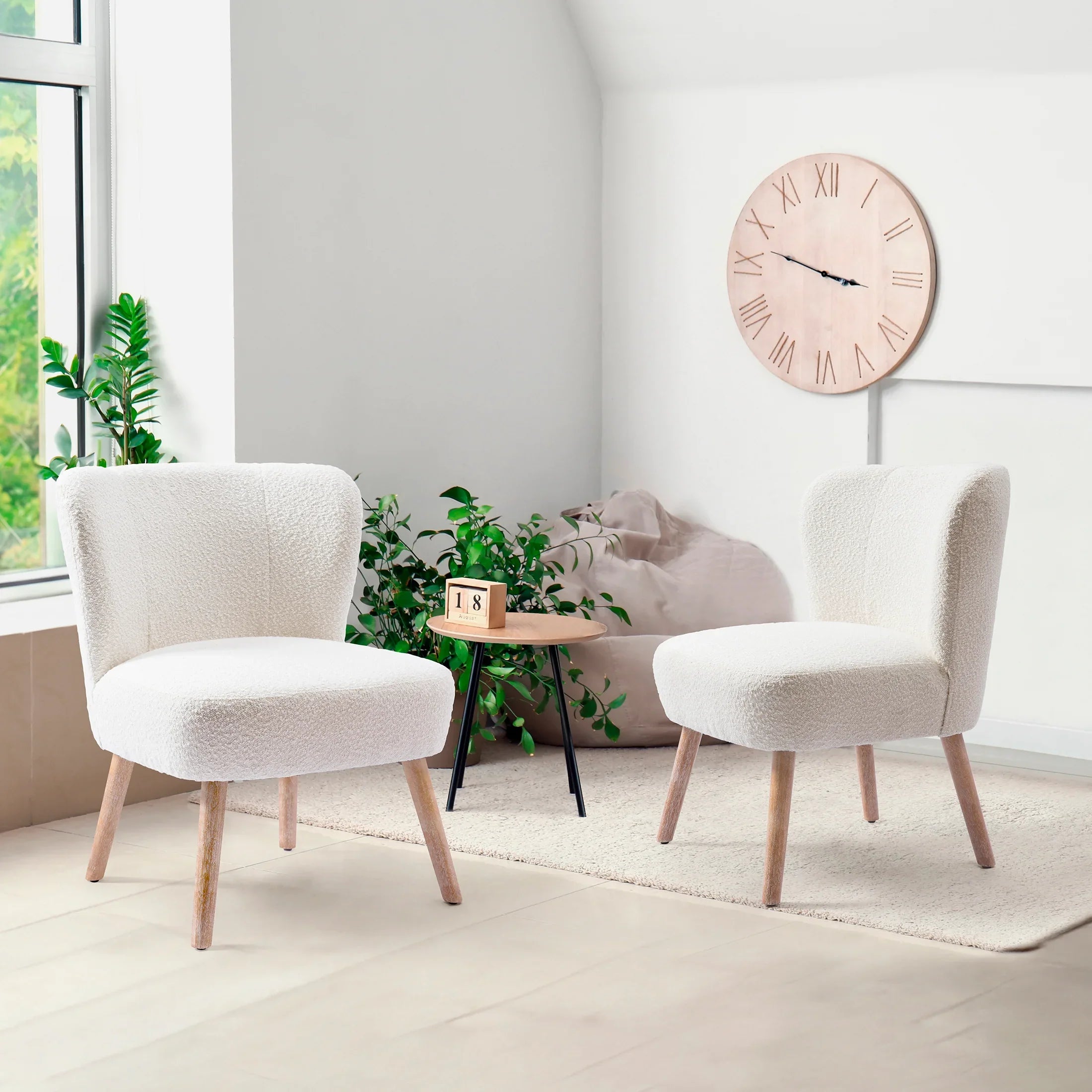 Amélie 25" Wide Upholstered Boucle Accent Chairs Set of Two