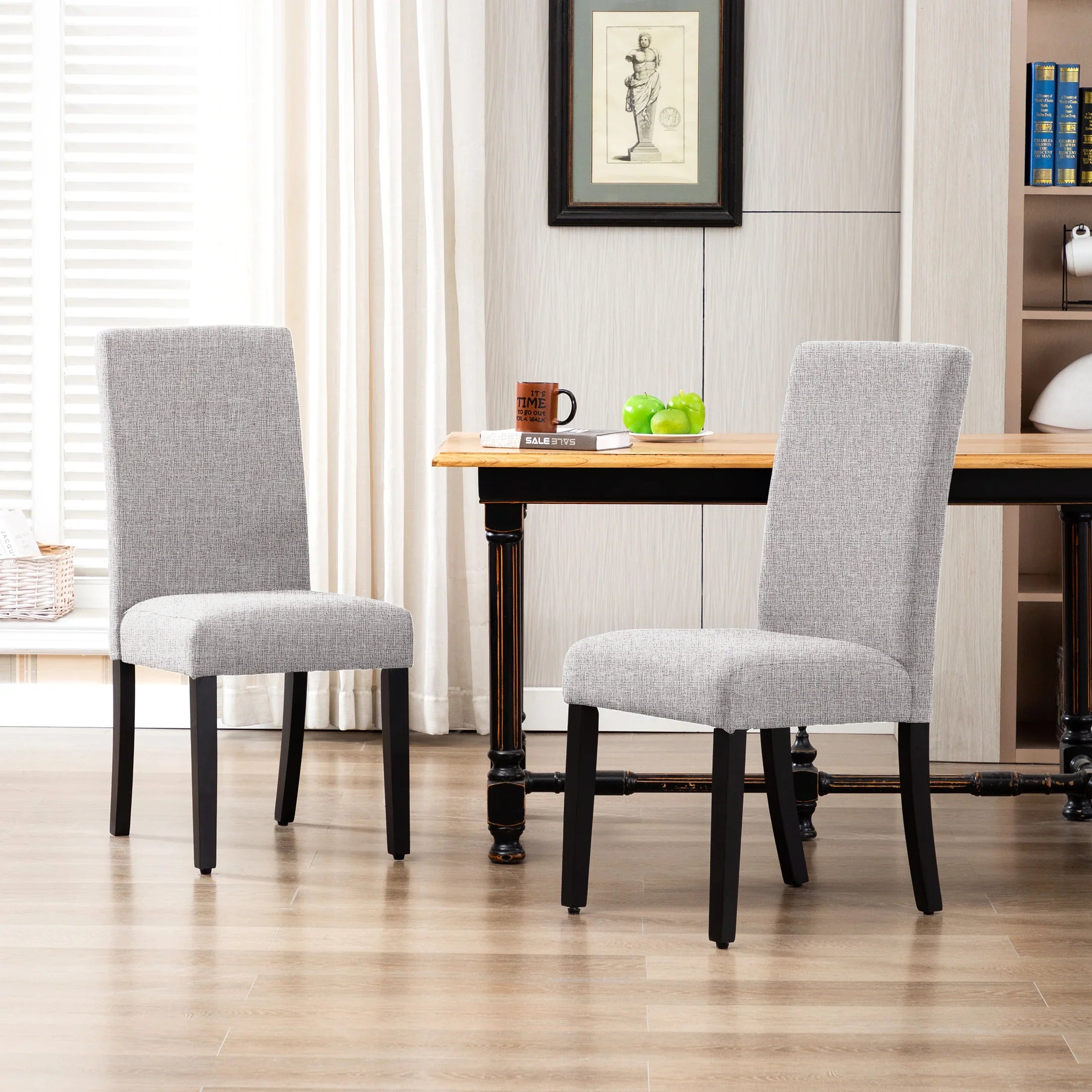 Adison Linen fabric tufted upholstered dining chairs ( 2 piece set )