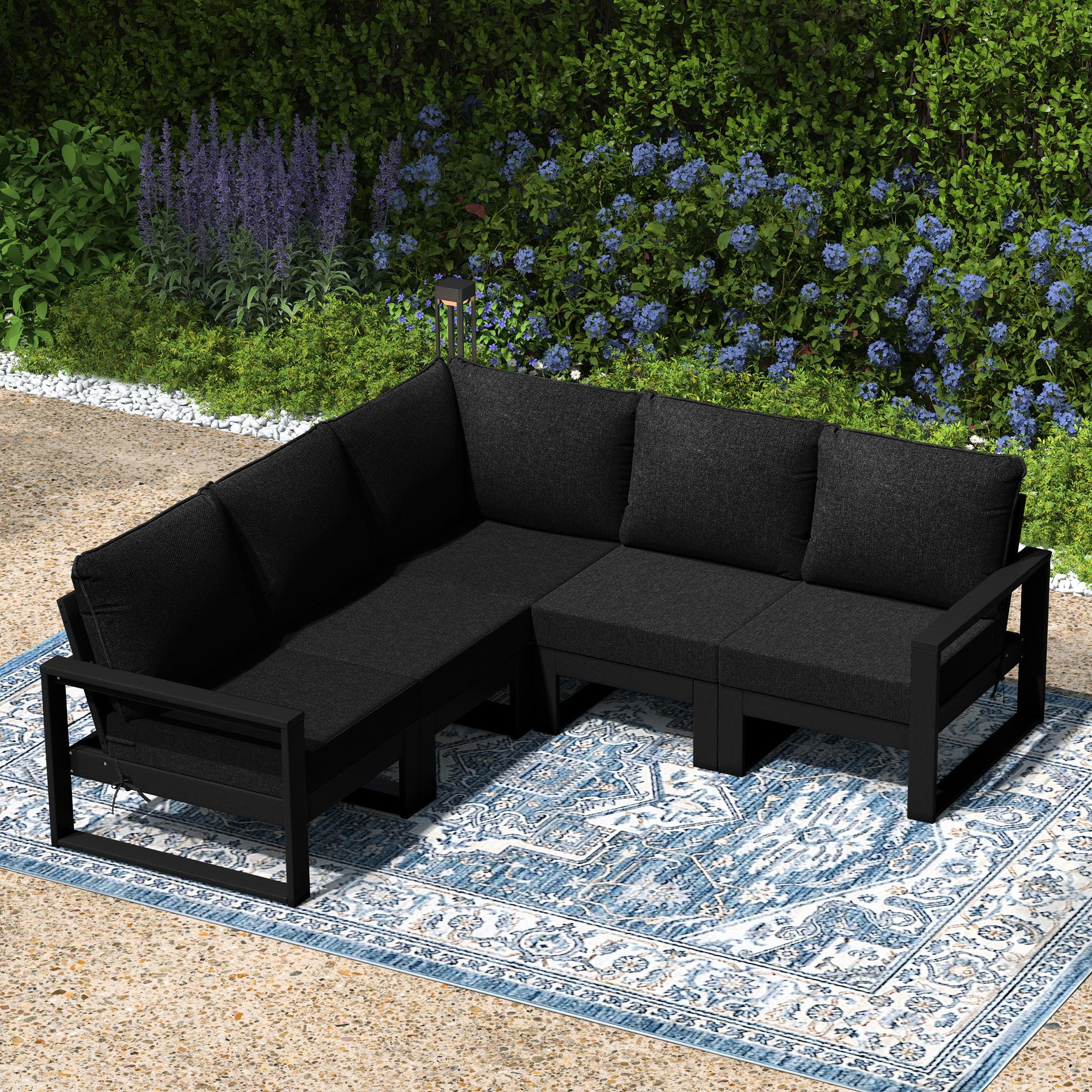 Rockaway 5-Piece Outdoor Patio Corner Sectional Sofa Conversation Set