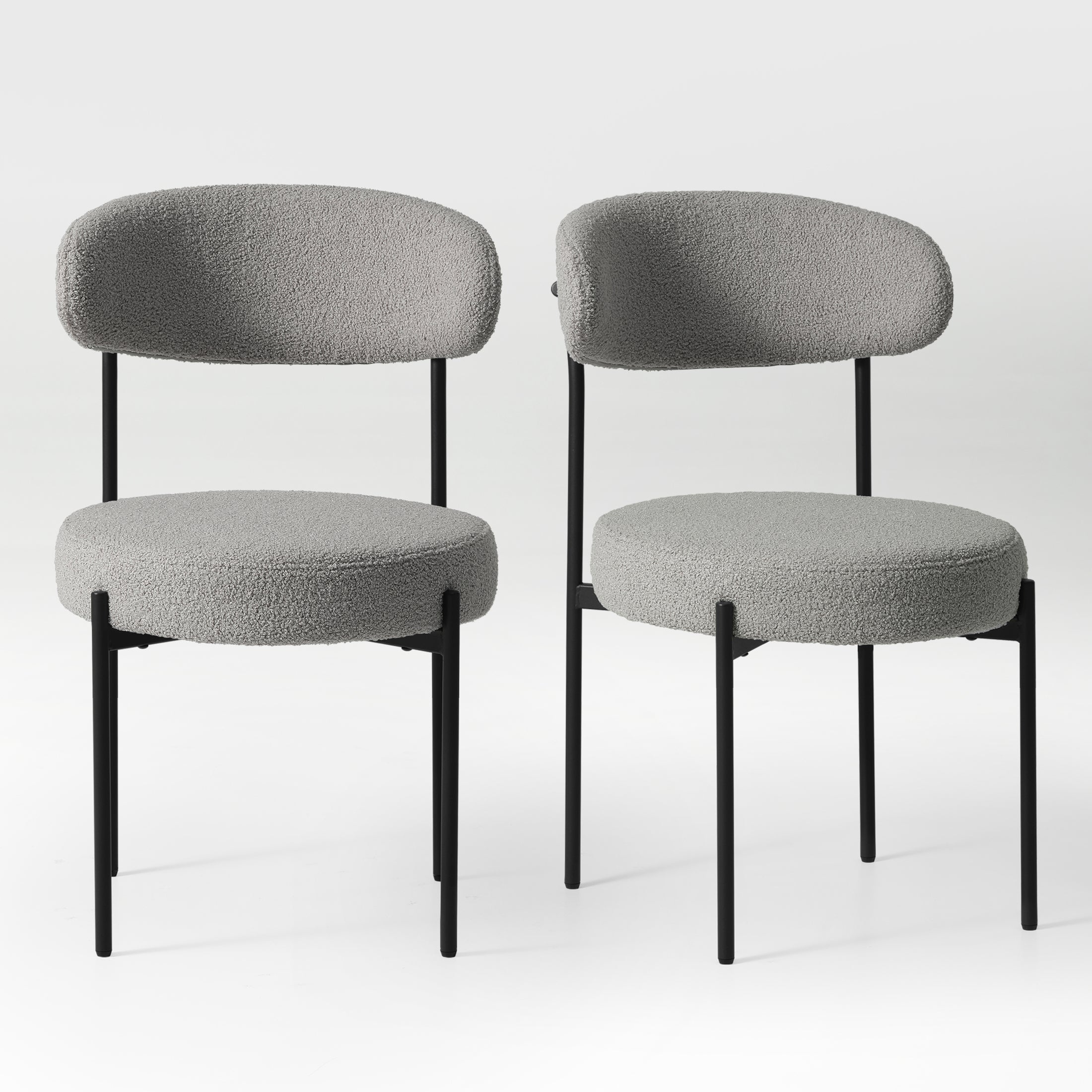 Celine Mid-Century Modern Upholstered Sherpa Round Dining Chairs (Set of 2)