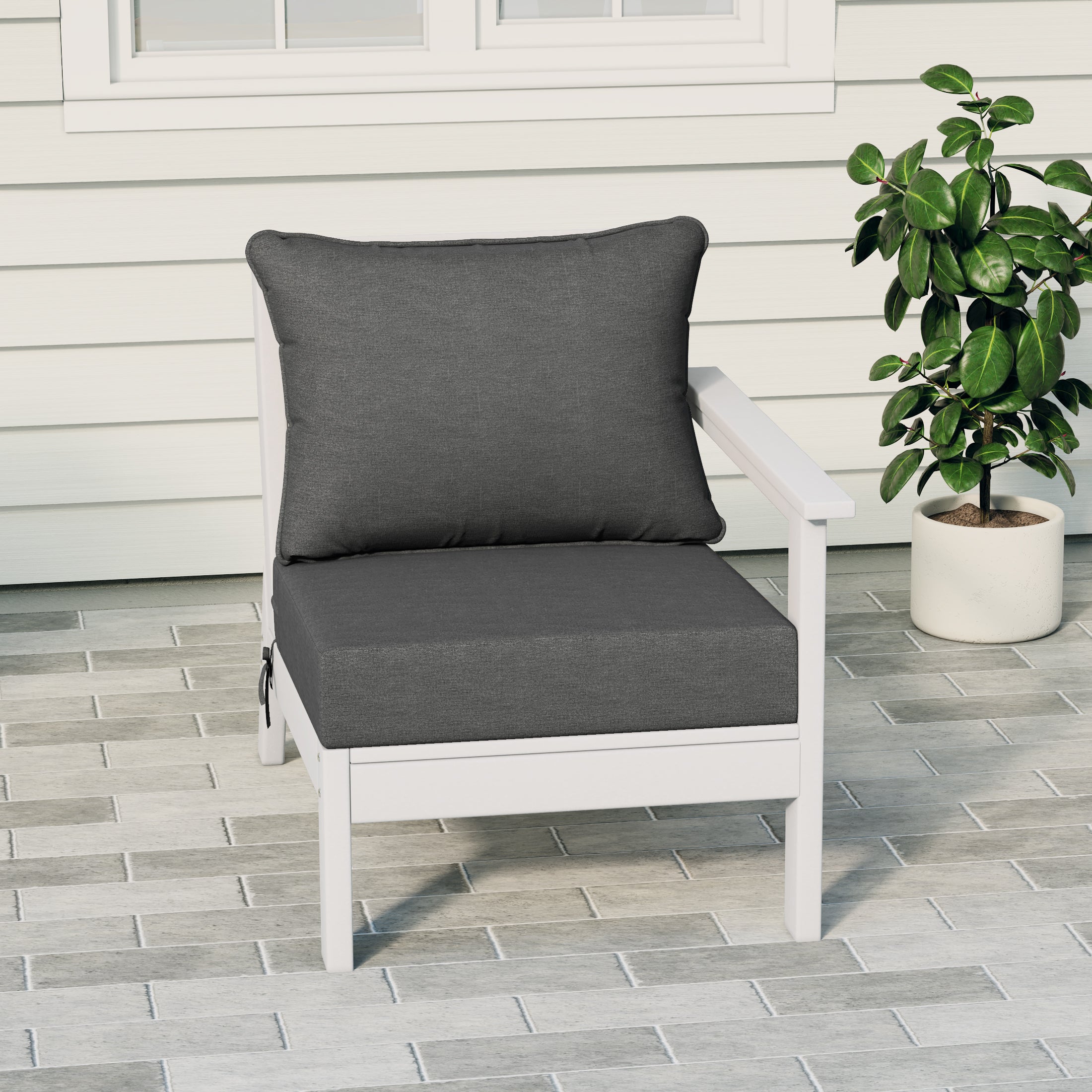 Portsmouth Outdoor Patio HDPE Right Arm Sectional Corner Club Chair with Patio Cushions