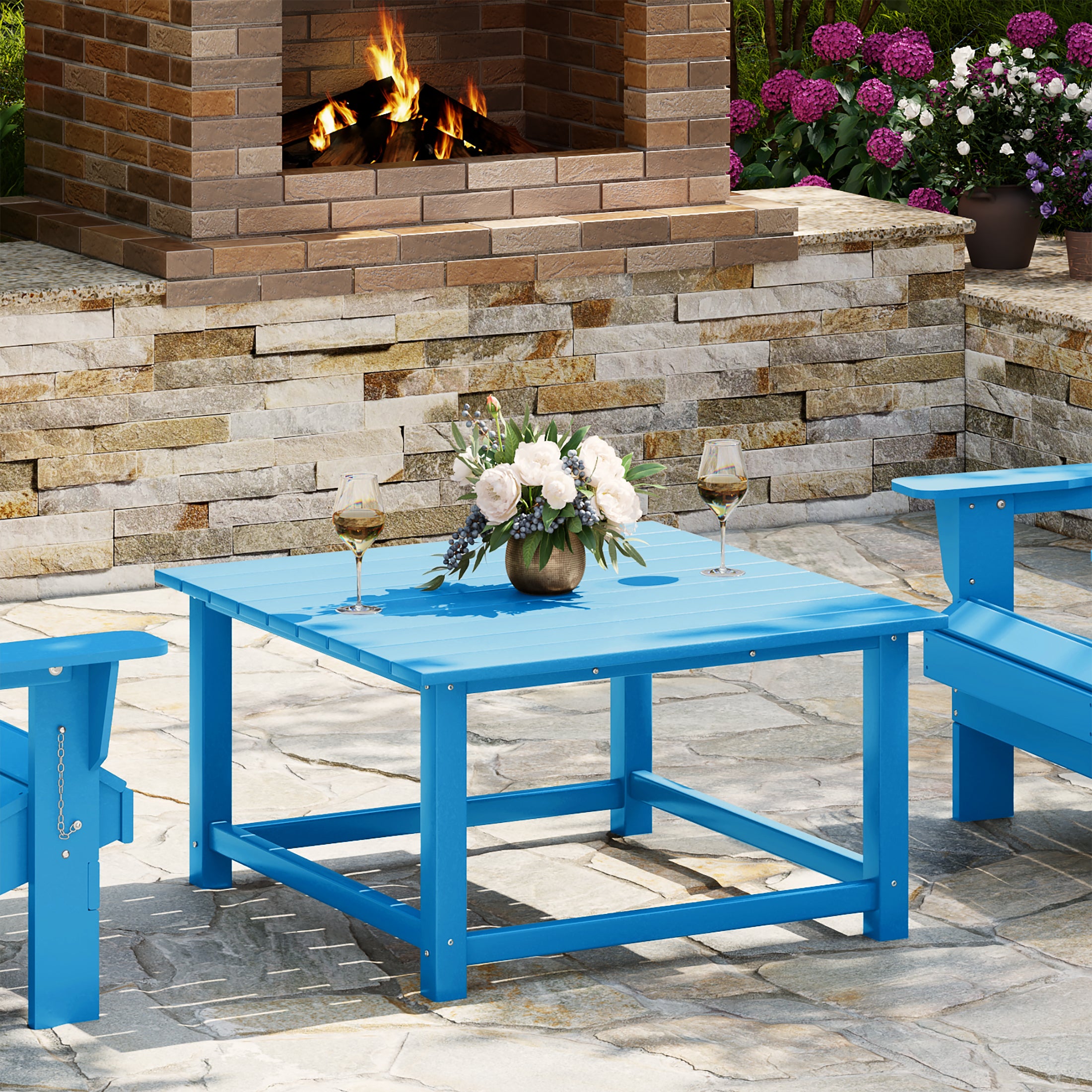 Paradise Low Outdoor HDPE Square Patio Coffee Table