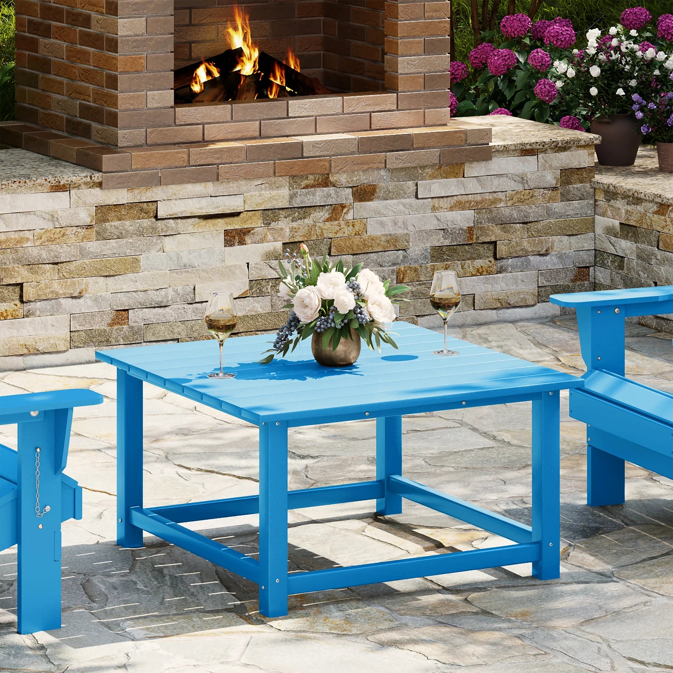 Paradise Low Outdoor HDPE Square Patio Coffee Table