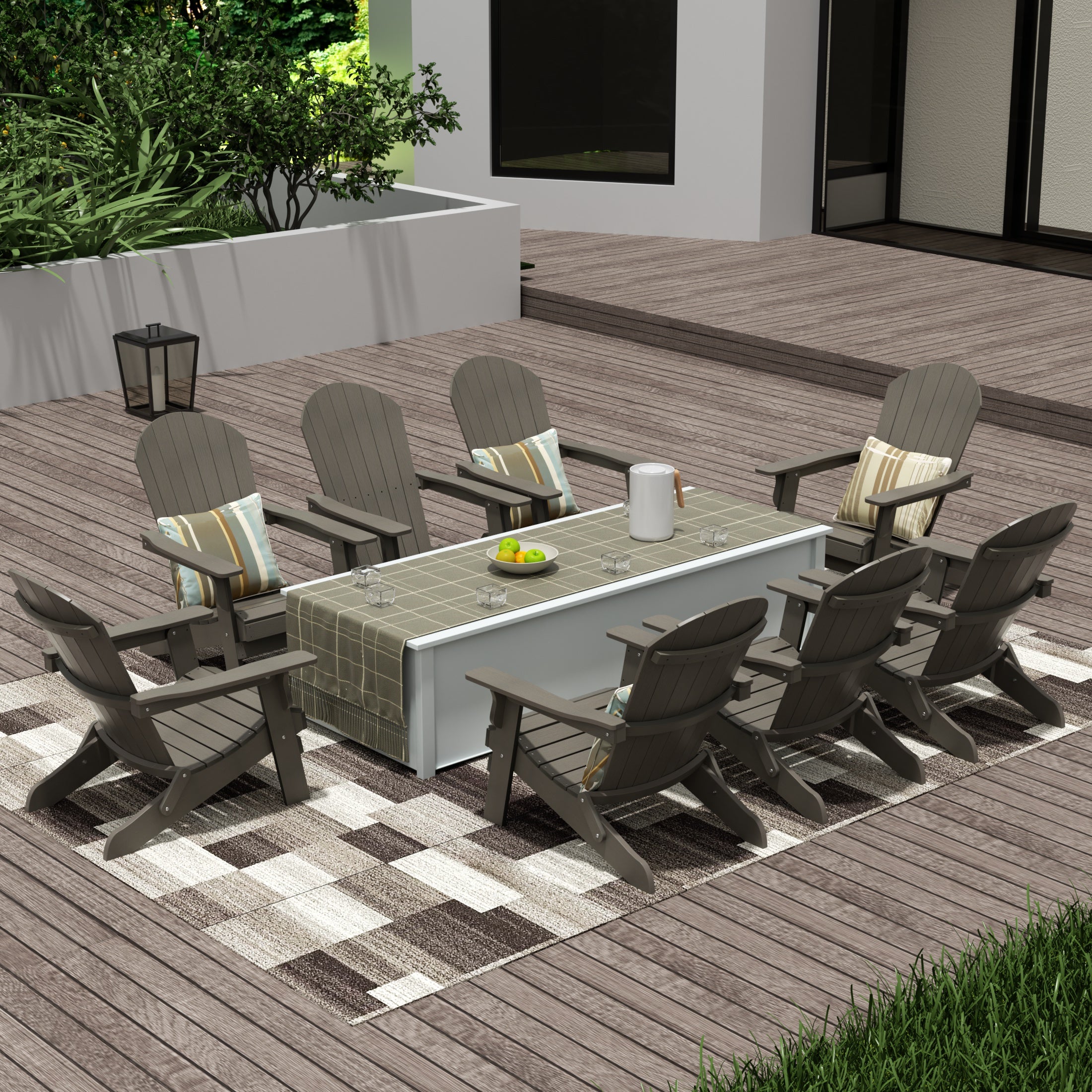 Florence HIPS Outdoor Folding Adirondack Seashell Chair (Set of 8)