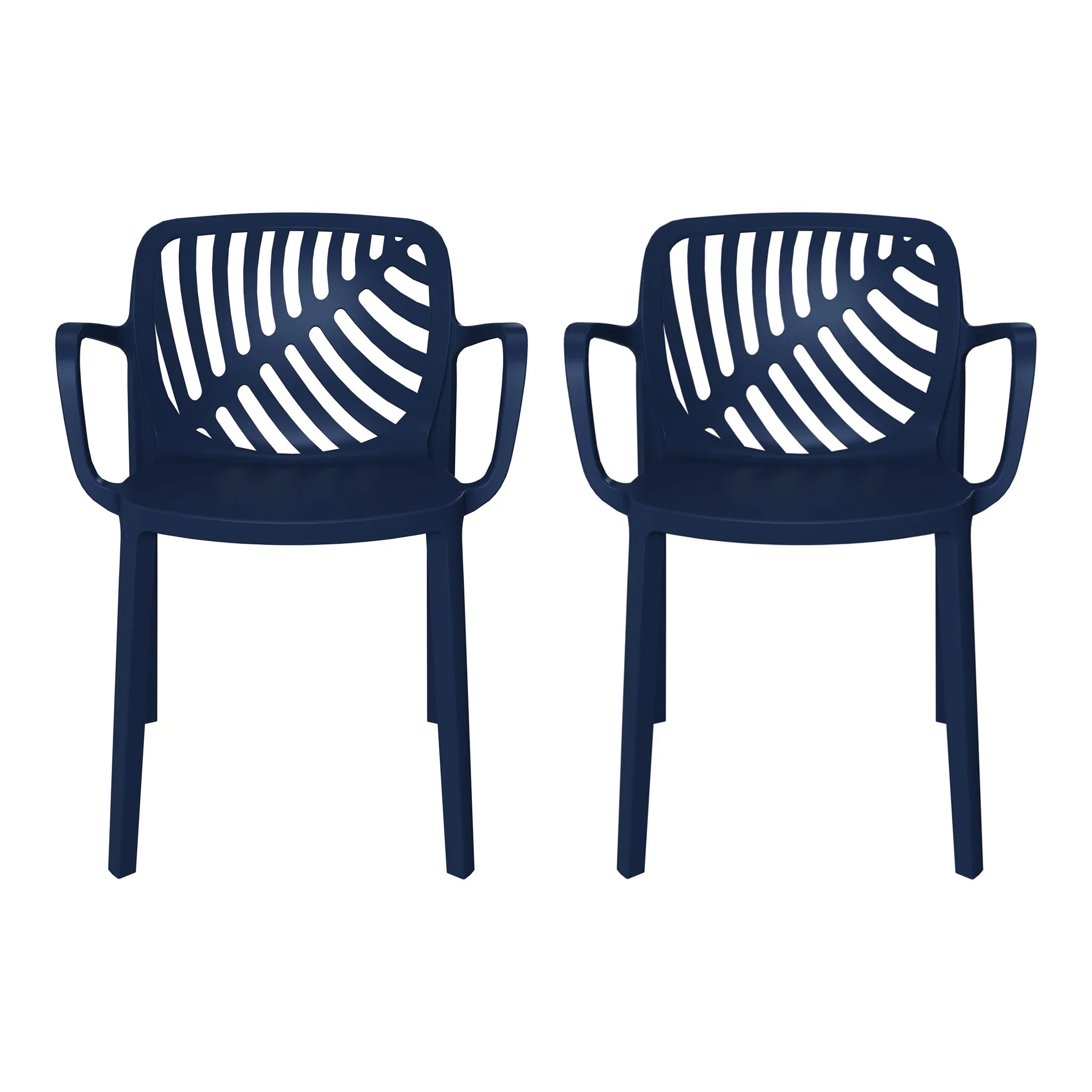 Sunshine Outdoor Modern Stackable Patio Dining Armchairs (Set of 2)