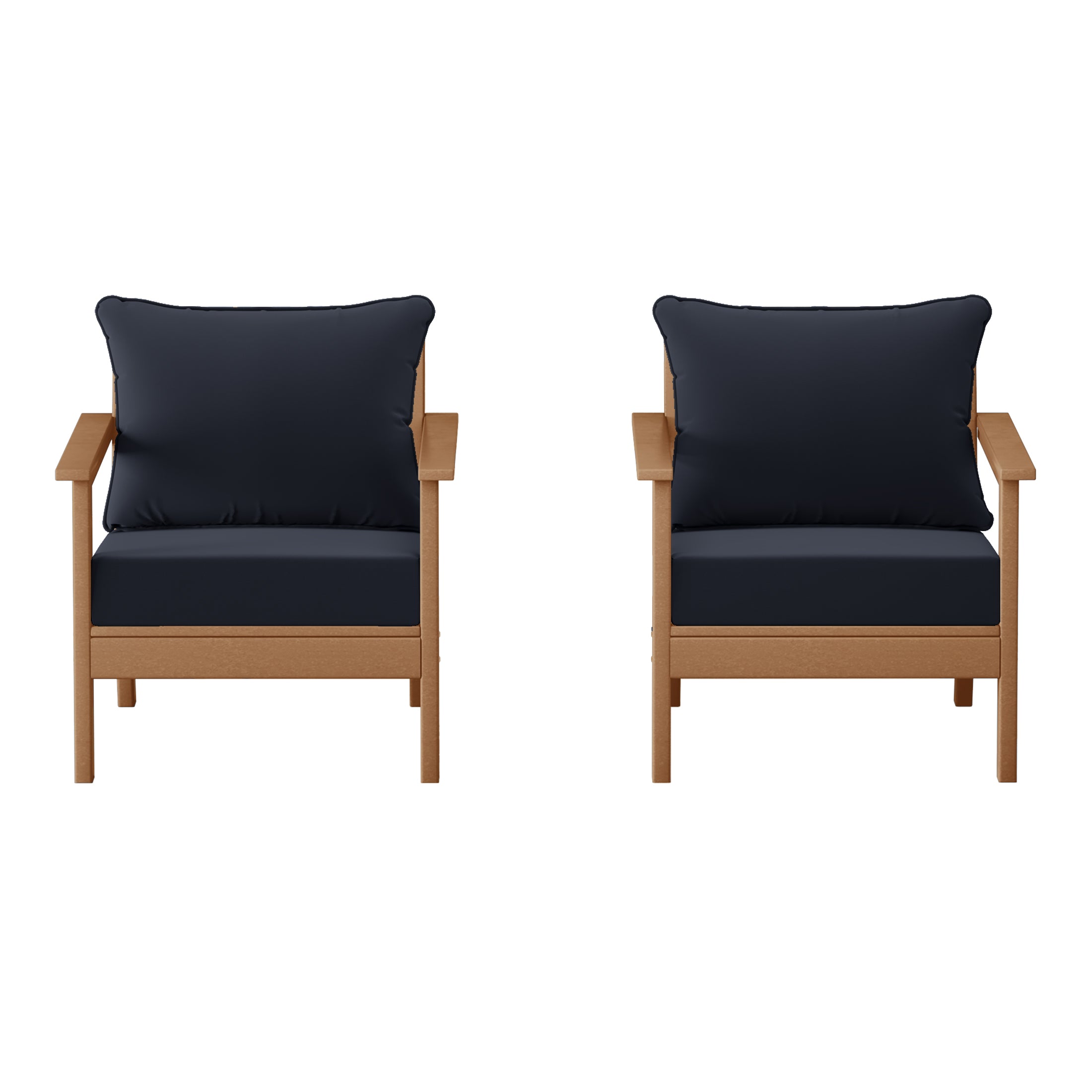 Portsmouth Outdoor Modern HDPE Patio Club Chairs with Deep Seat Cushions (Set of 2)