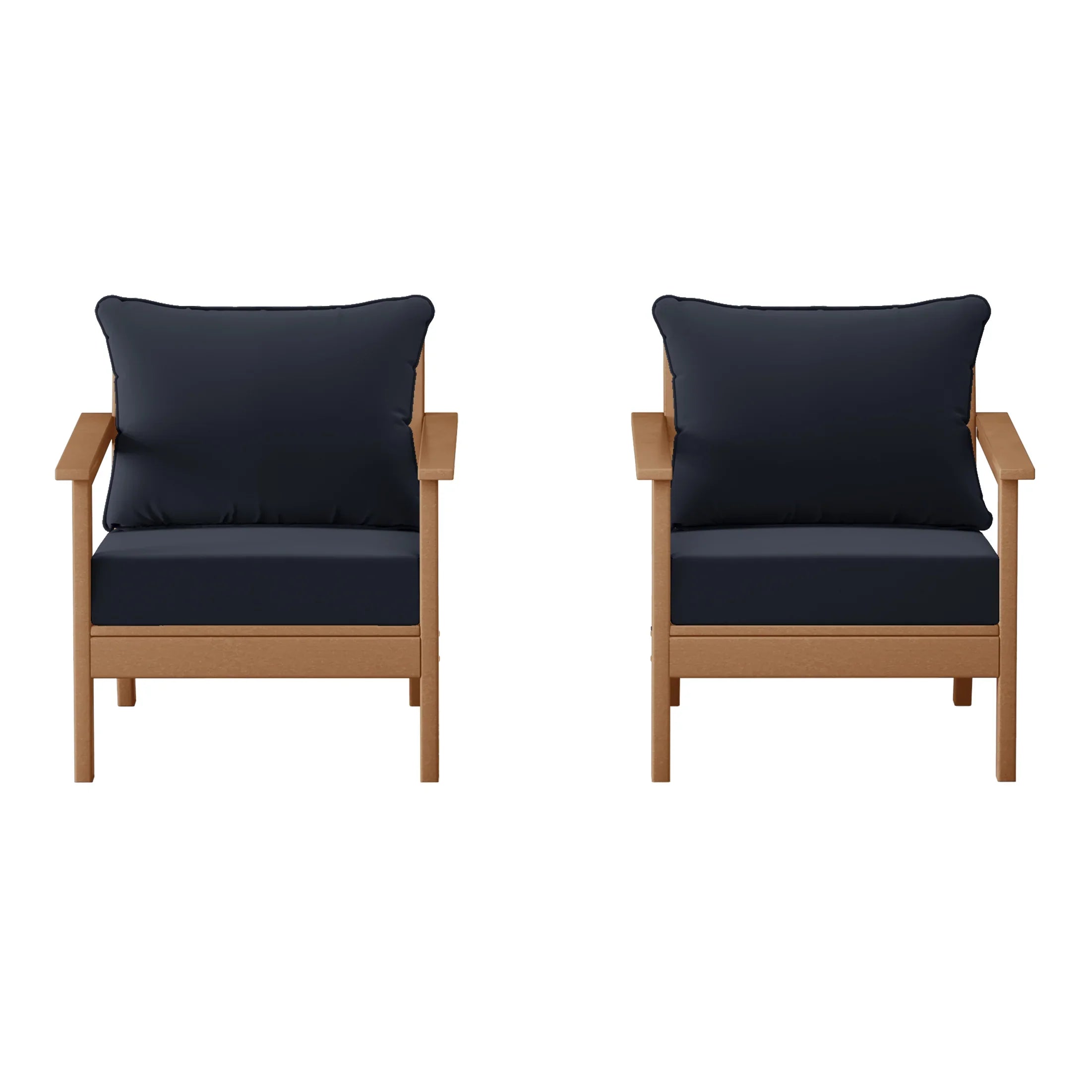 Portsmouth Outdoor Modern HDPE Patio Club Chairs with Deep Seat Cushions (Set of 2)