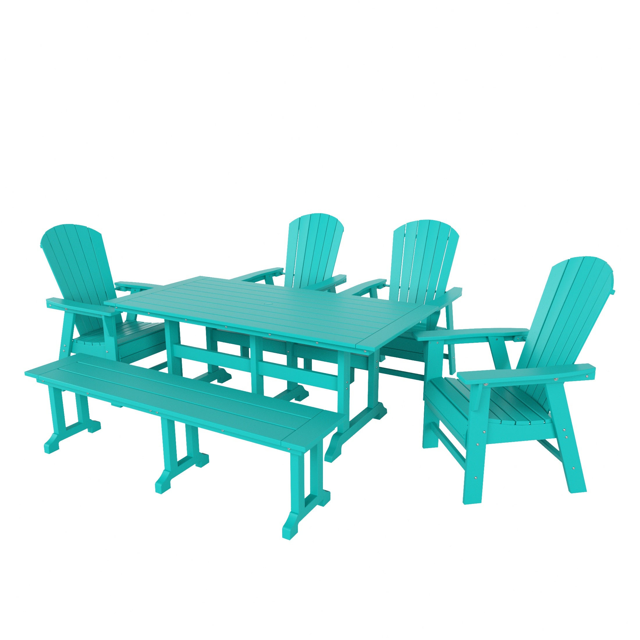 Portside 6 Piece Outdoor Patio Dining Table and Armchair Dining Bench Set