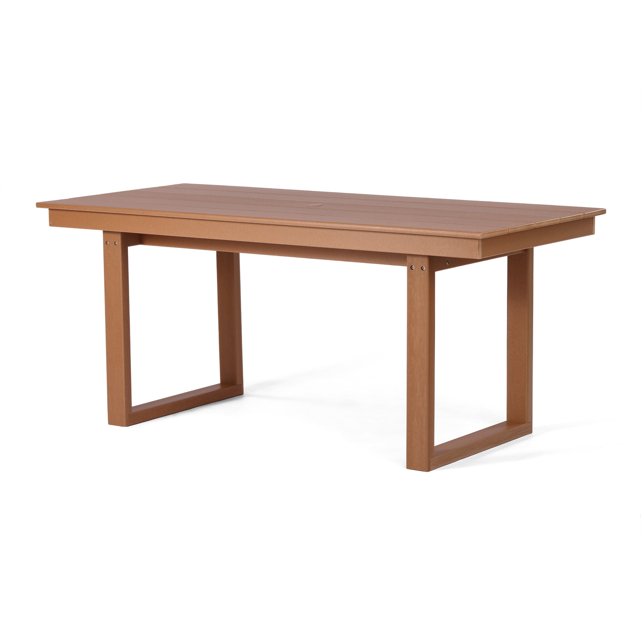 Cambria 68" Outdoor HDPE Modern Rectangular Patio Dining Table With Umbrella Hole