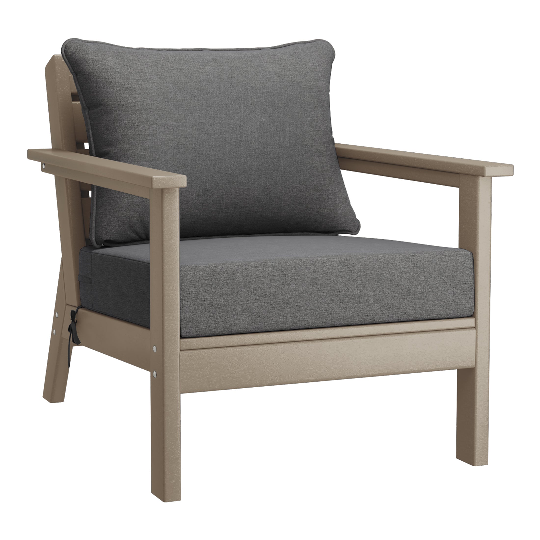 Portsmouth Outdoor Modern HDPE Patio Club Chairs with Deep Seat Cushions (Set of 2)