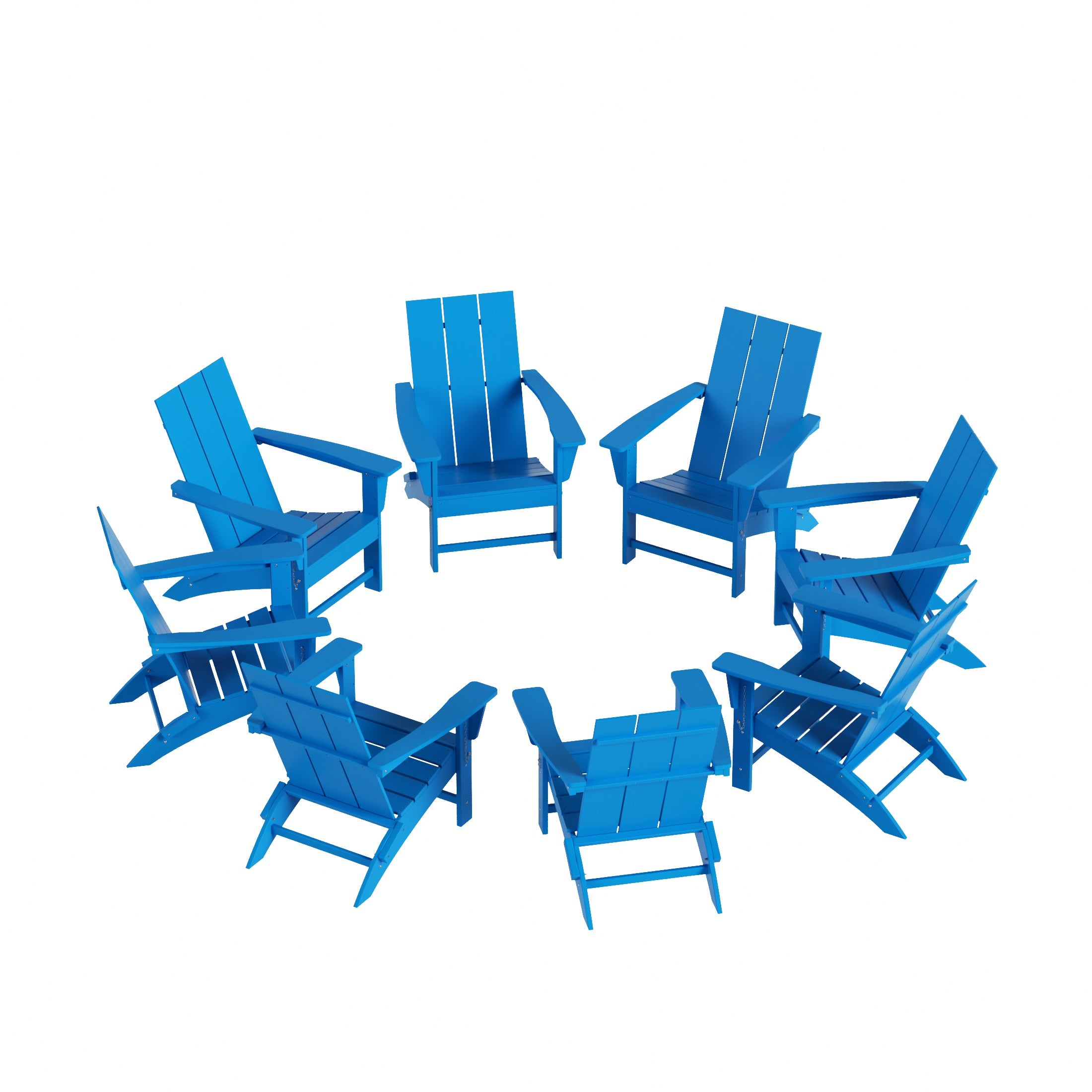 Palms 8-Piece Modern Poly Folding Adirondack Chair Set