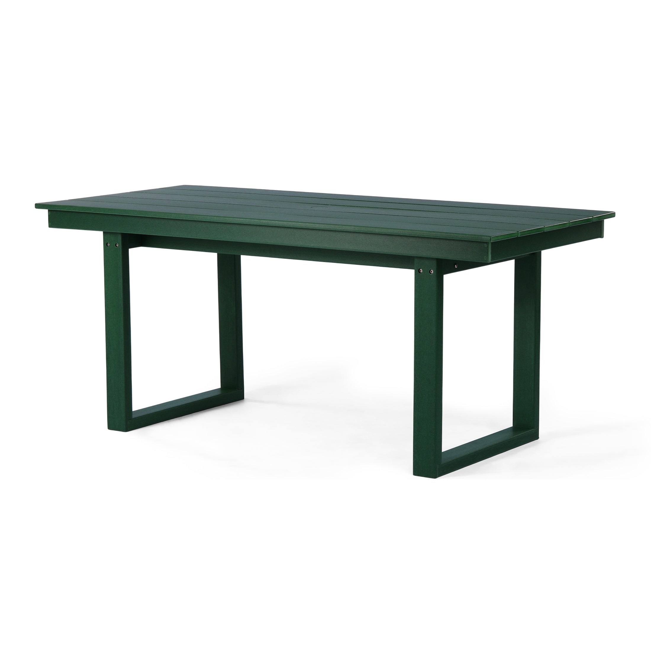 Cambria 68" Outdoor HDPE Modern Rectangular Patio Dining Table With Umbrella Hole