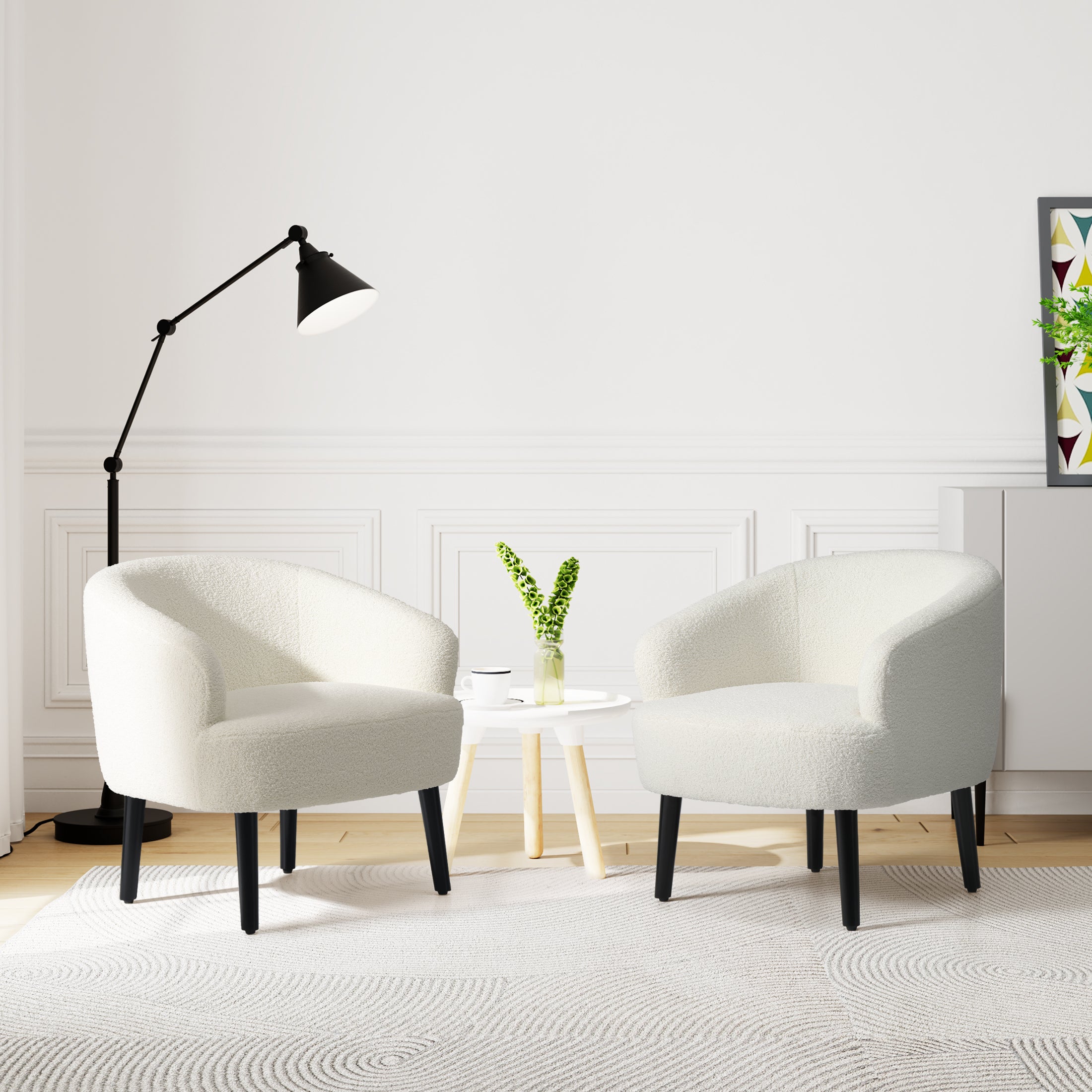 Celine 29" Wide Mid Century Modern Club Barrel Accent Armchair, Set of Two