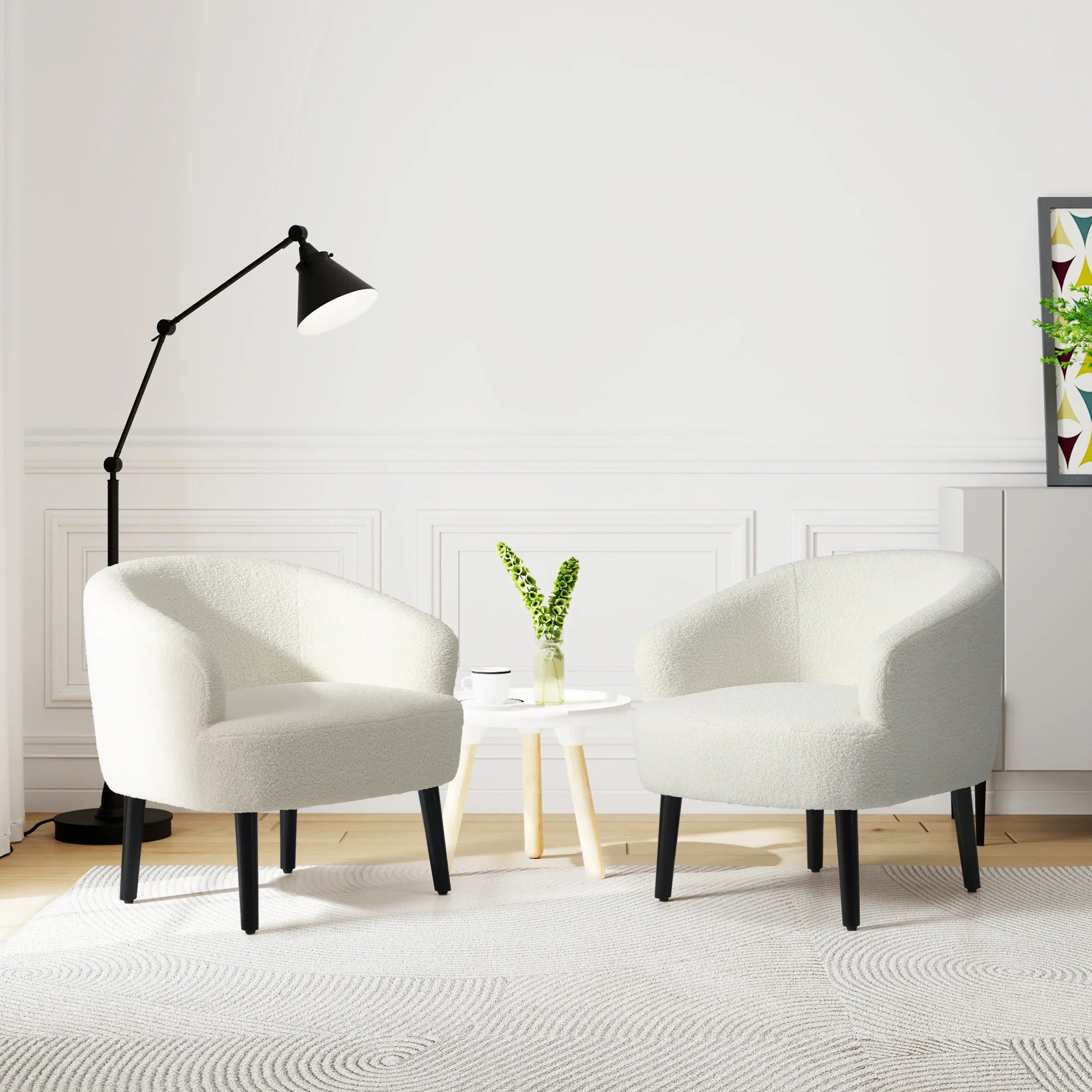 Celine 29" Wide Mid Century Modern Club Barrel Accent Armchair, Set of Two
