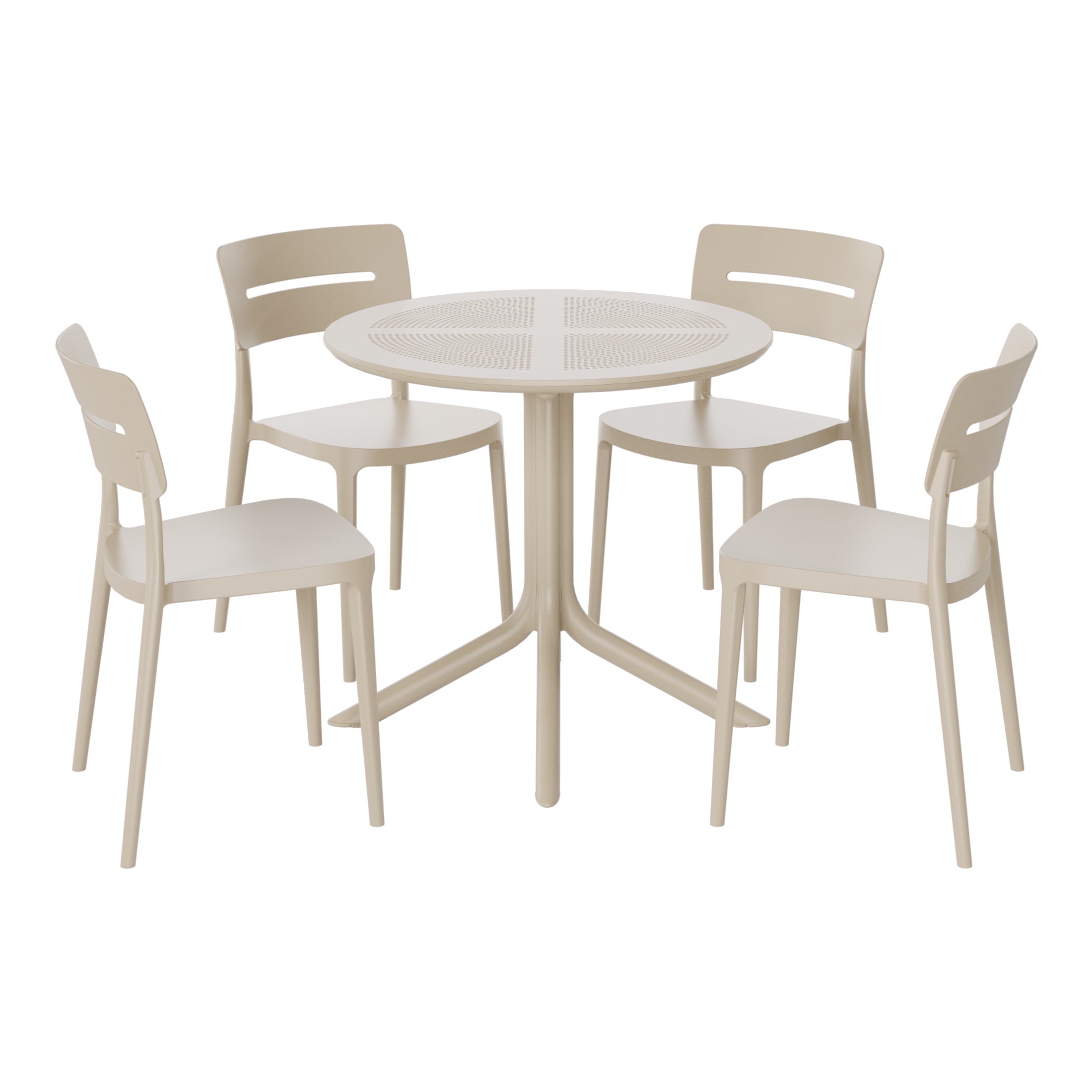 Sunshine Modern 5-Piece Resin Round Patio Dining Table Set with Stackable Patio Dining Chairs