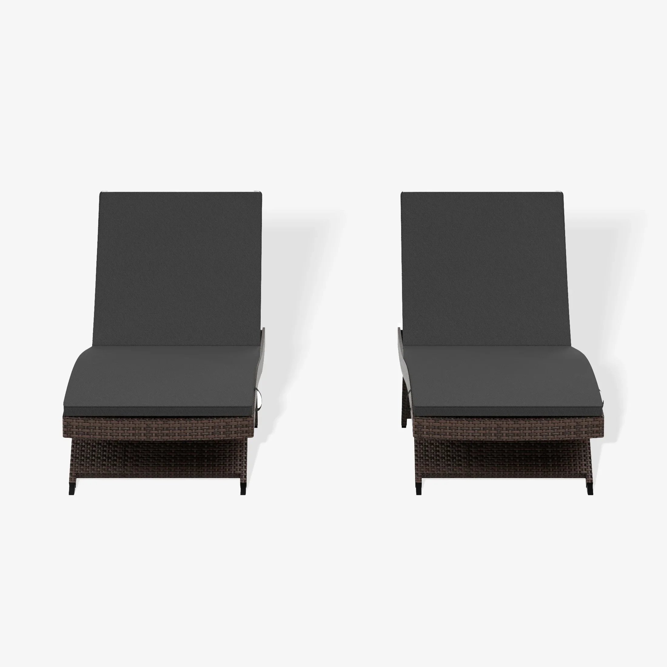 Bahama Brown Rattan Wicker Outdoor Patio Chaise Lounge with Cushion (Set of 2)