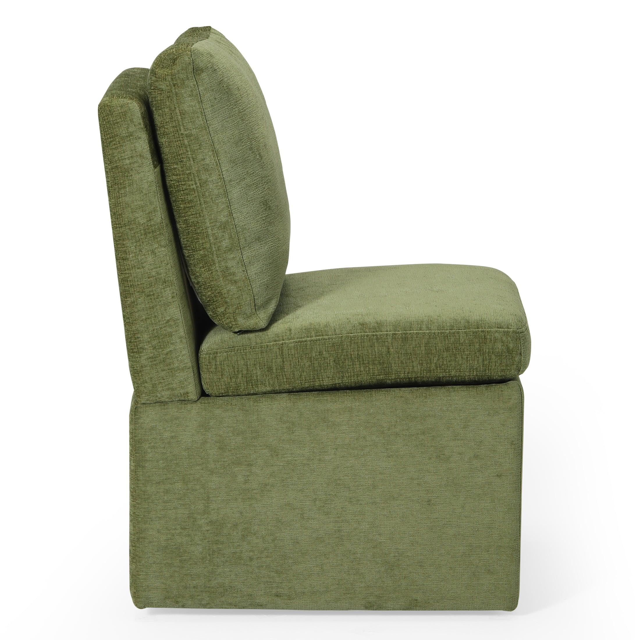 Danburry Modern Upholstered Chenille Armless Dining Chairs With Casters (Set of 4)