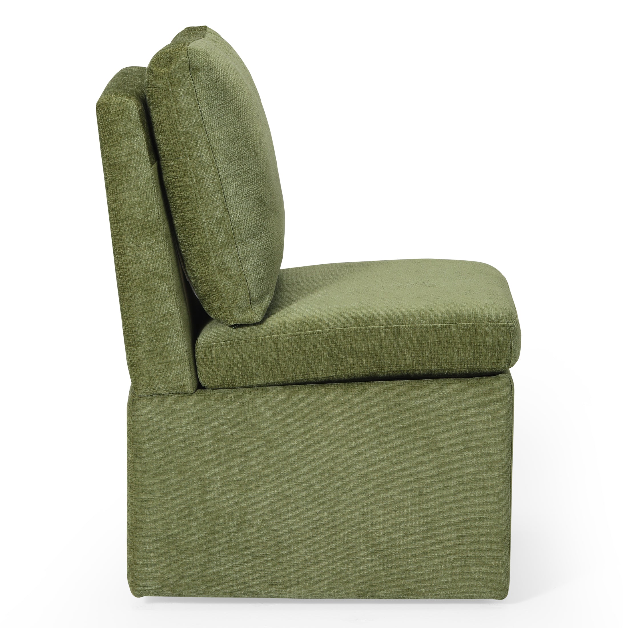 Danburry Modern Upholstered Chenille Armless Dining Chairs With Casters (Set of 2)