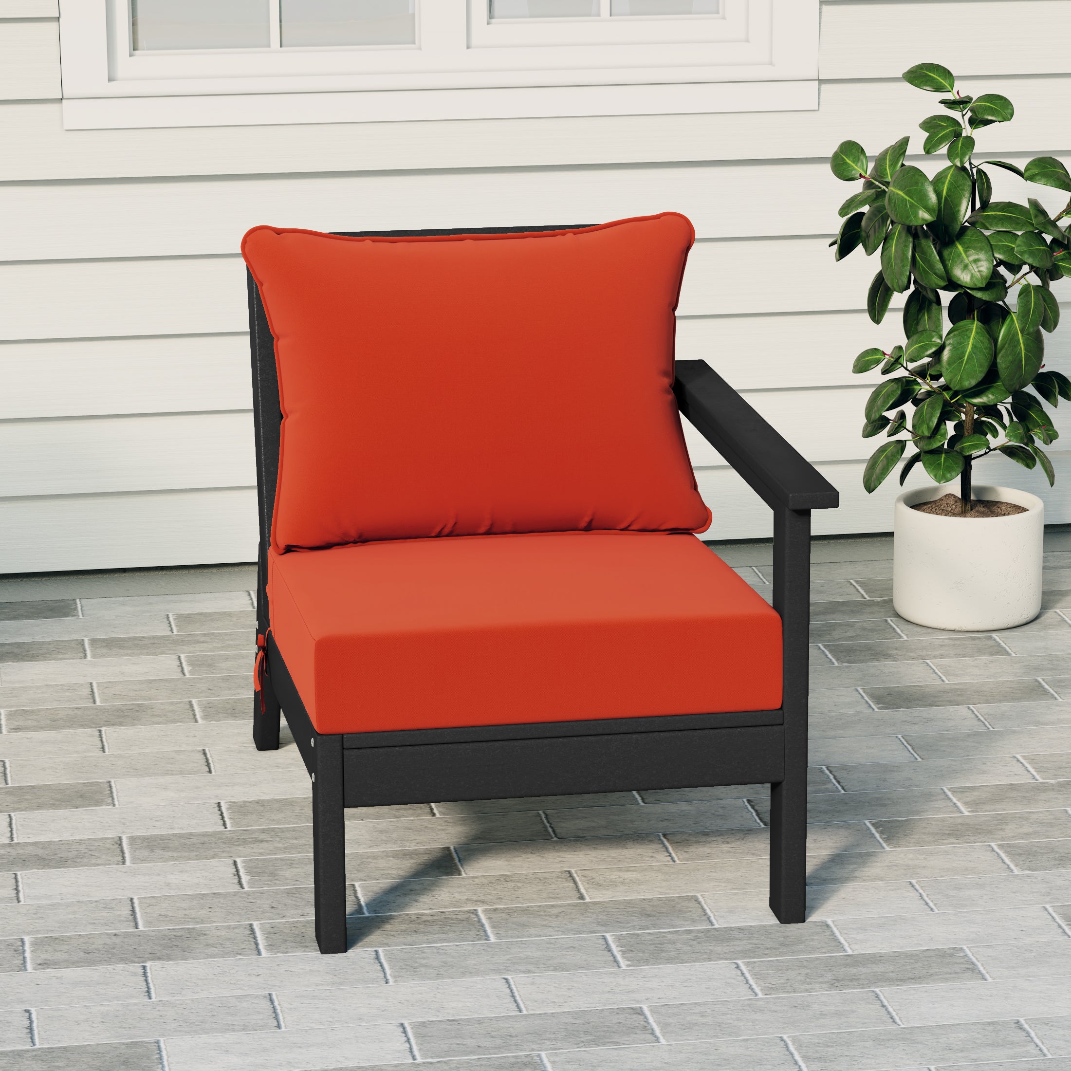 Portsmouth Outdoor Patio HDPE Right Arm Sectional Corner Club Chair with Patio Cushions