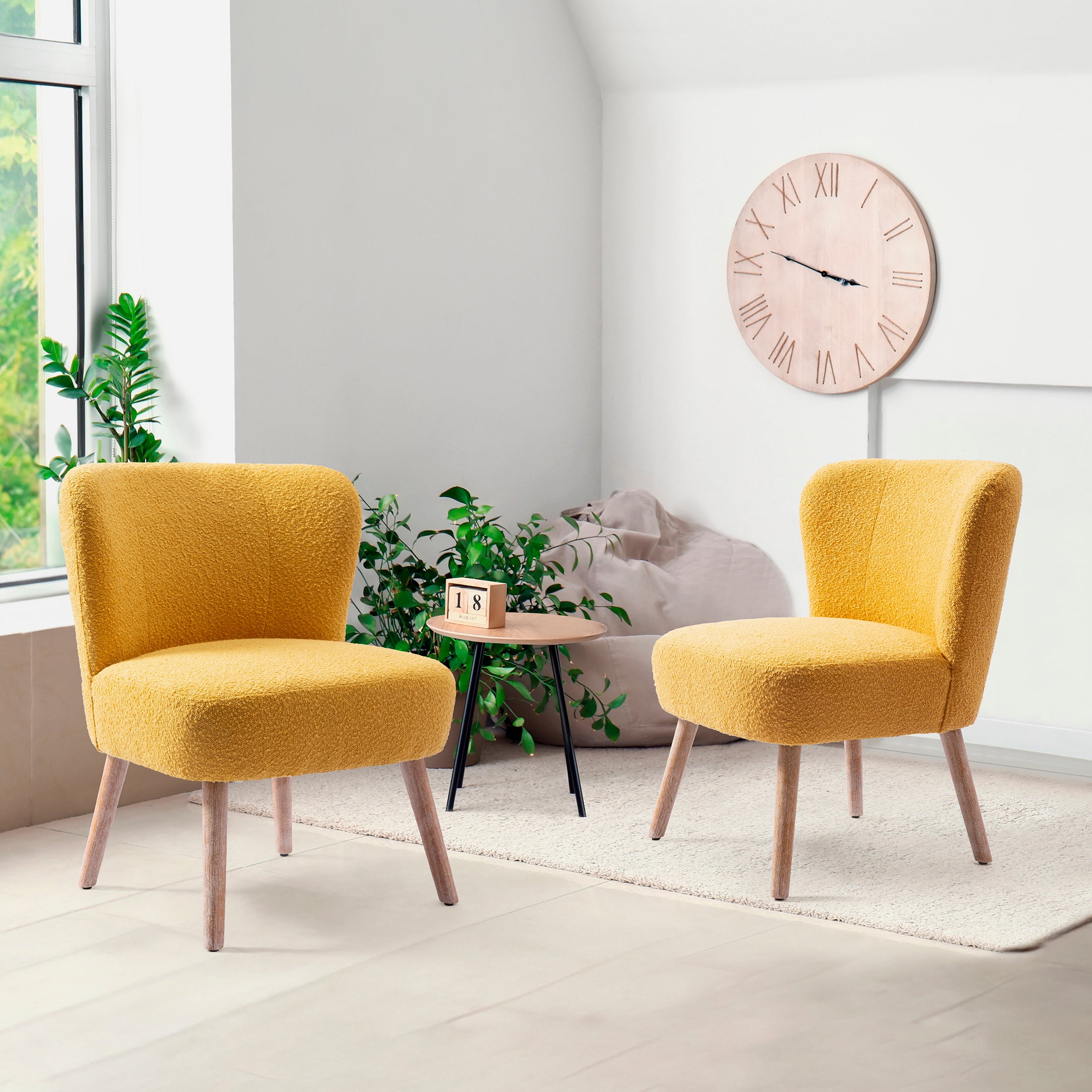 Amélie 25" Wide Upholstered Boucle Accent Chairs Set of Two