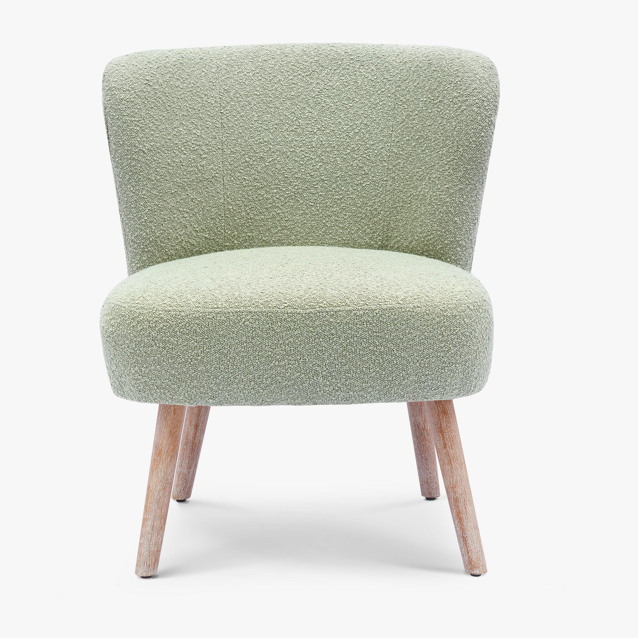 Amélie Mid-Century Boucle Accent Chair with Ottoman Foot Stool Set