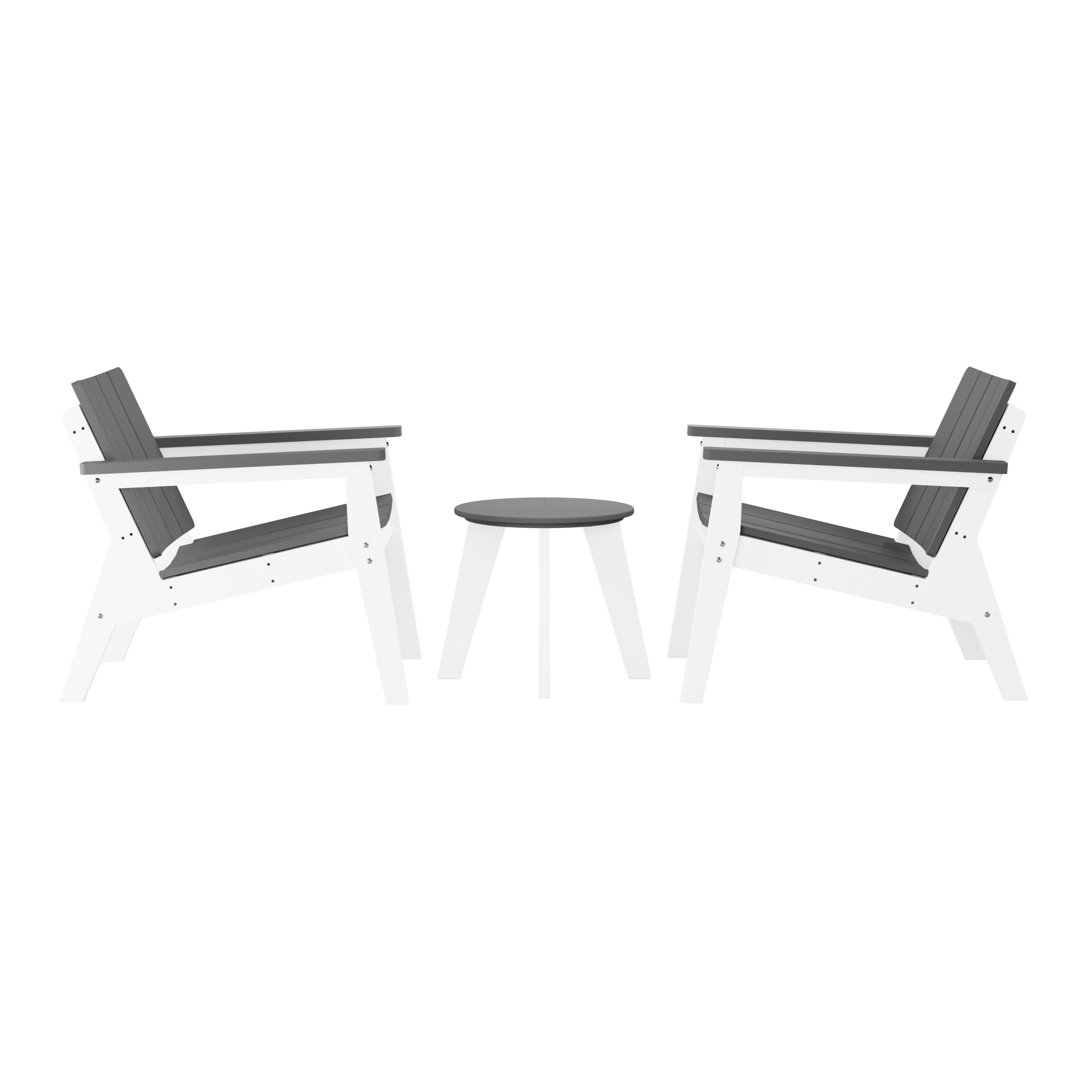 Seaside 3-Piece Outdoor HDPE Conversation Set with Deep Seating Chairs and Round Side Table