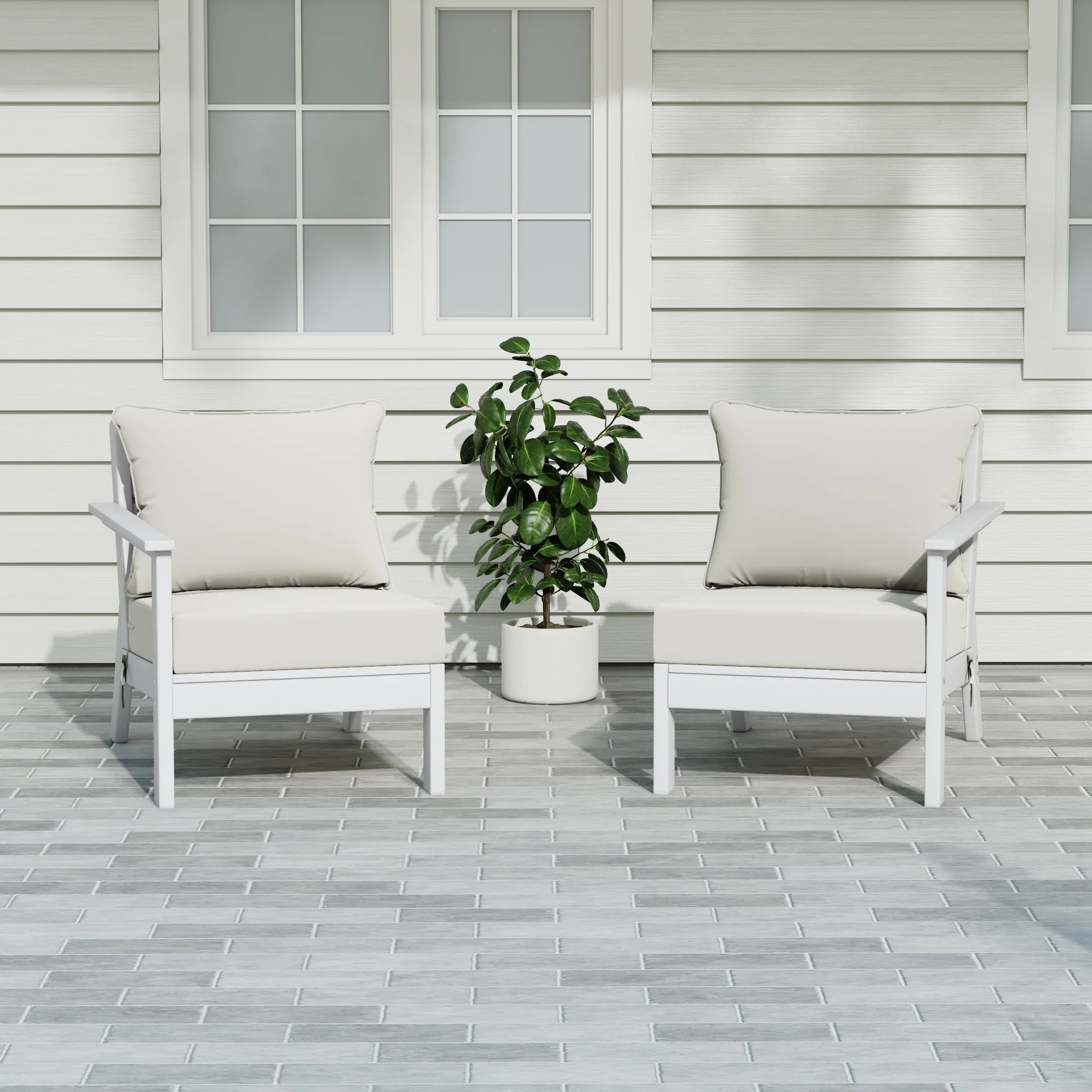 Portsmouth Outdoor Patio HDPE Loveseat Sofa with Patio Cushions
