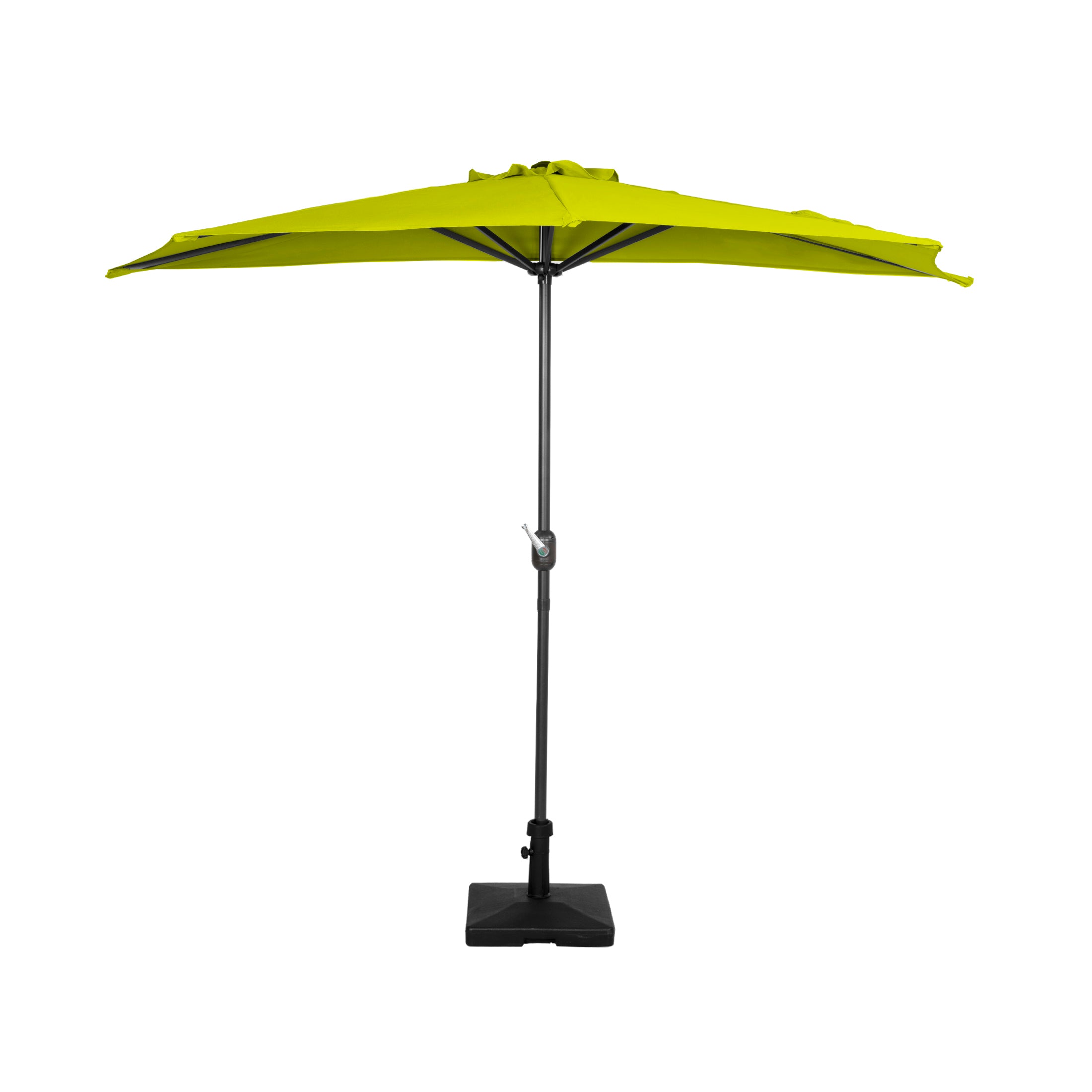 Easton 9 ft. Aluminum Half Market Crank Lift Patio Umbrella with Base