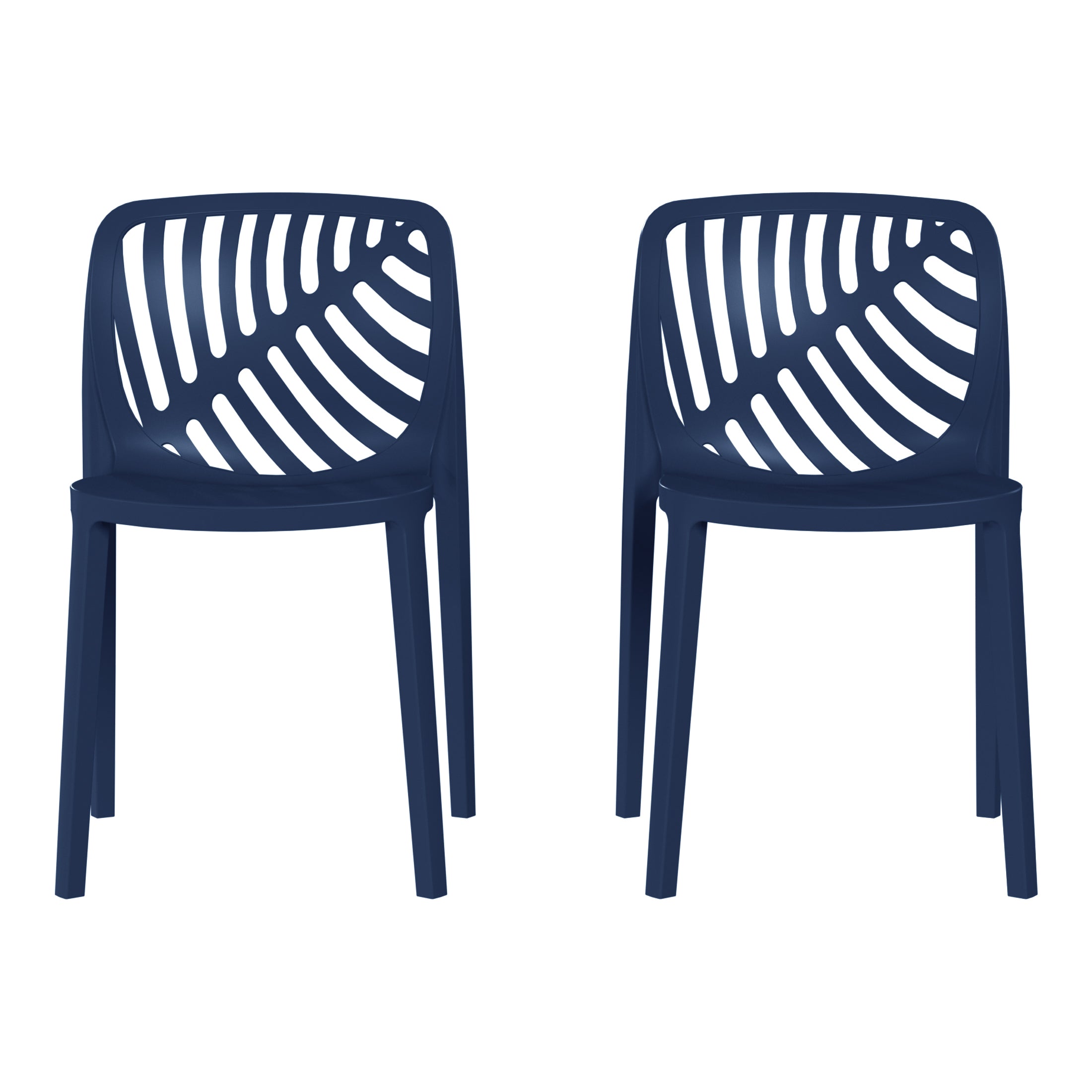 Sunshine Outdoor Modern Stackable Polypropylene Plastic Patio Bistro Dining Side Chairs (Set of 2)