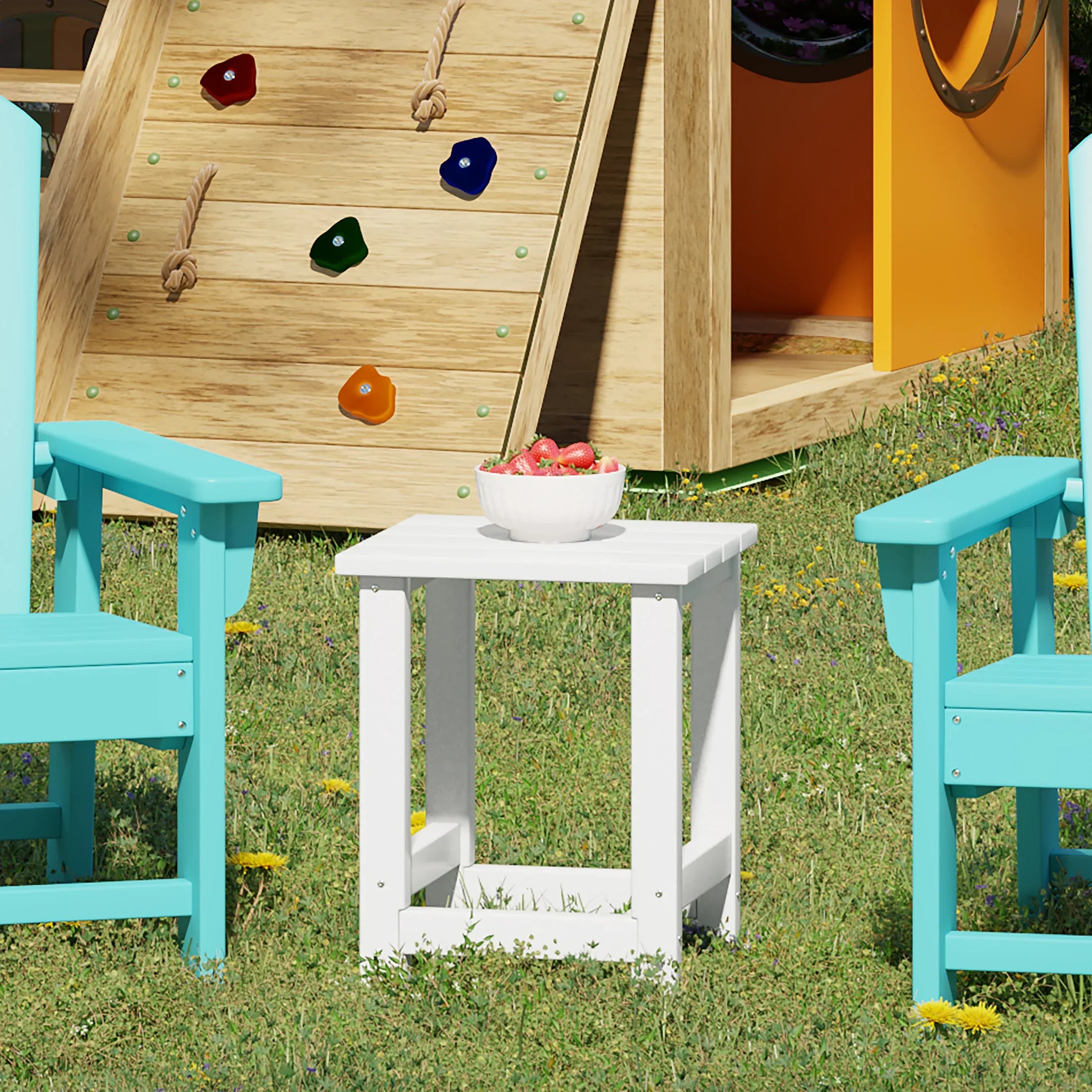 Paradise Kids Outdoor Patio Furniture HDPE Adirondack Square Side Table