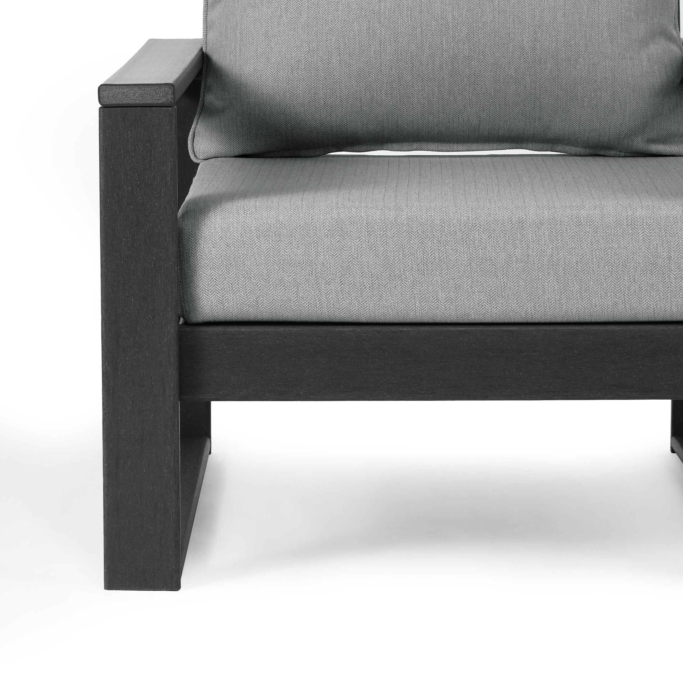 Rockaway Outdoor Modern HDPE Patio Club Chair with Waterproof Deep Seat Cushions