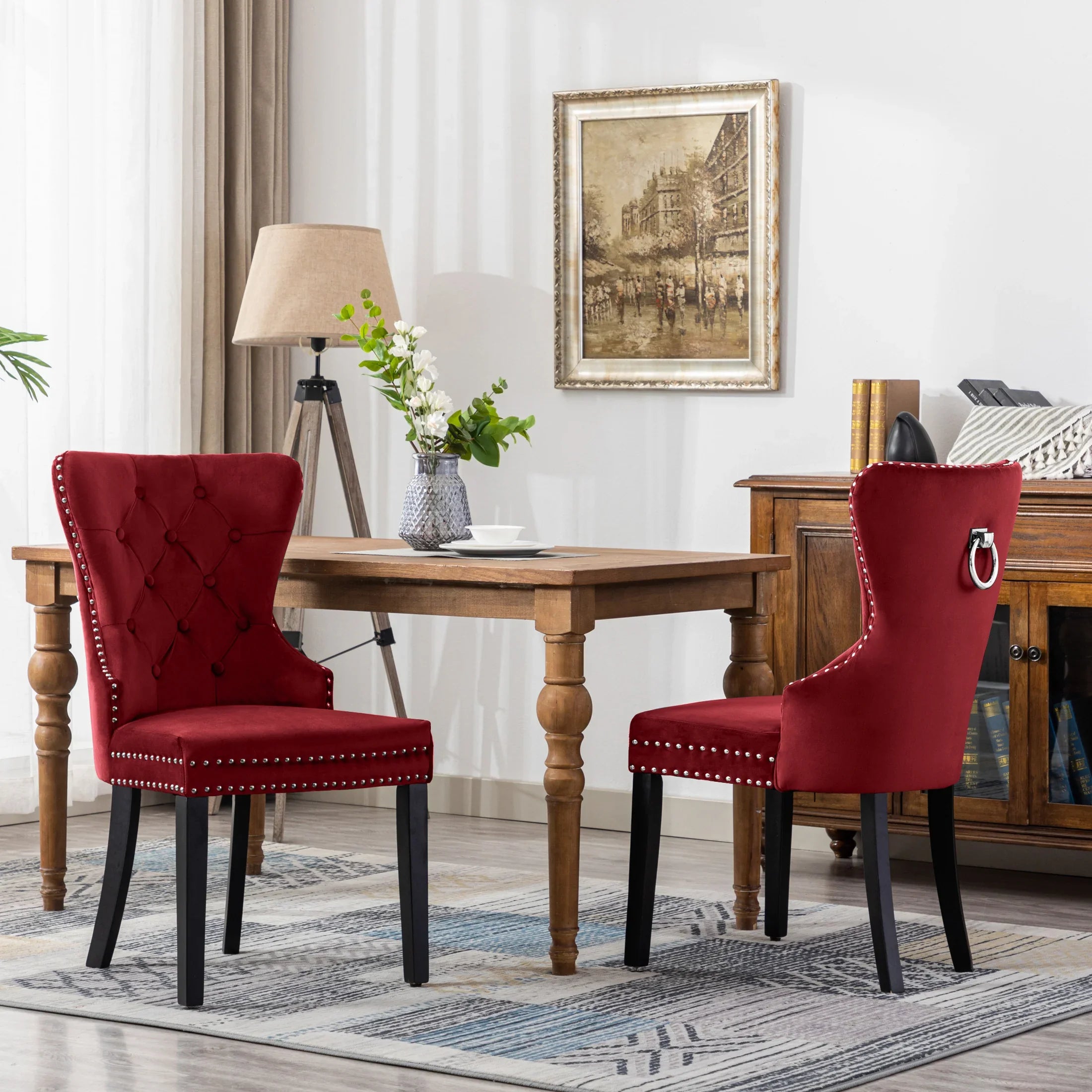 Hank Velvet Upholstered Tufted Dining Chairs (Set of 2)