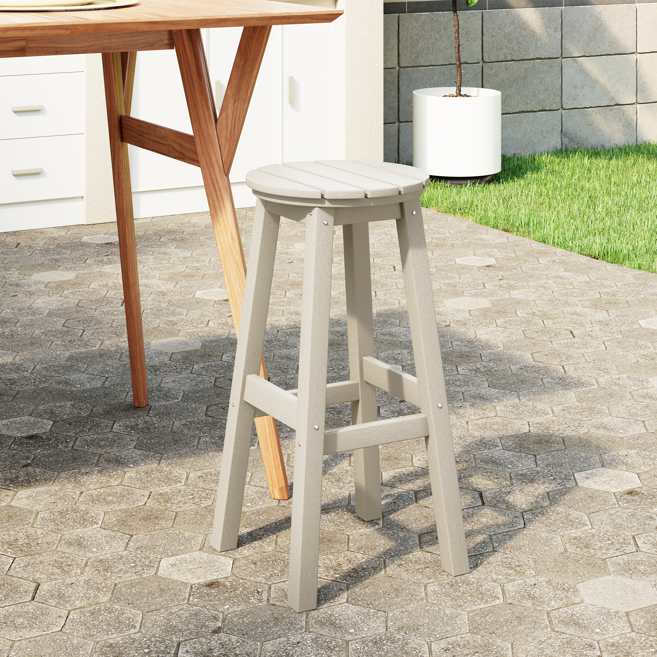 Paradise 29" HDPE Outdoor Patio Round Bar Stool