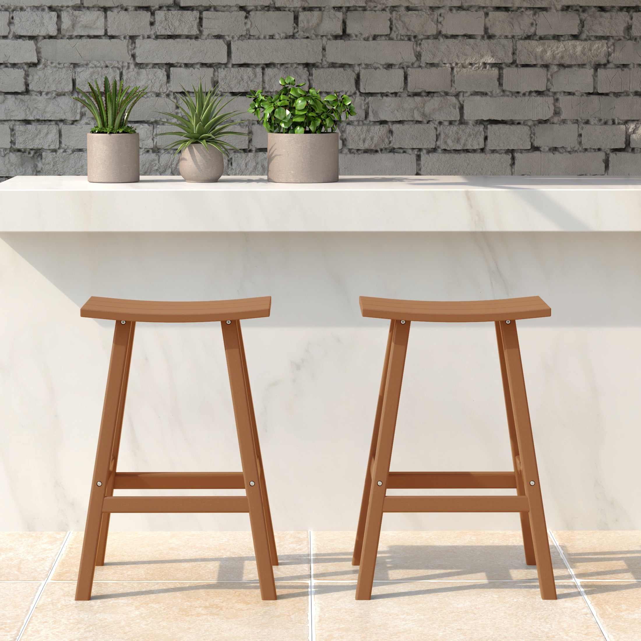 Paradise 24" HDPE Outdoor Patio Counter Height Bar Stools (Set of 2)