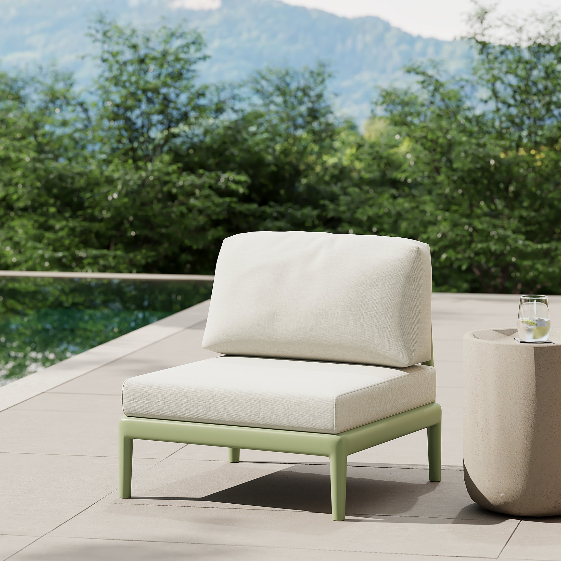 Sunshine Modern Outdoor Polypropylene Resin Deep Seating Armless Sectional