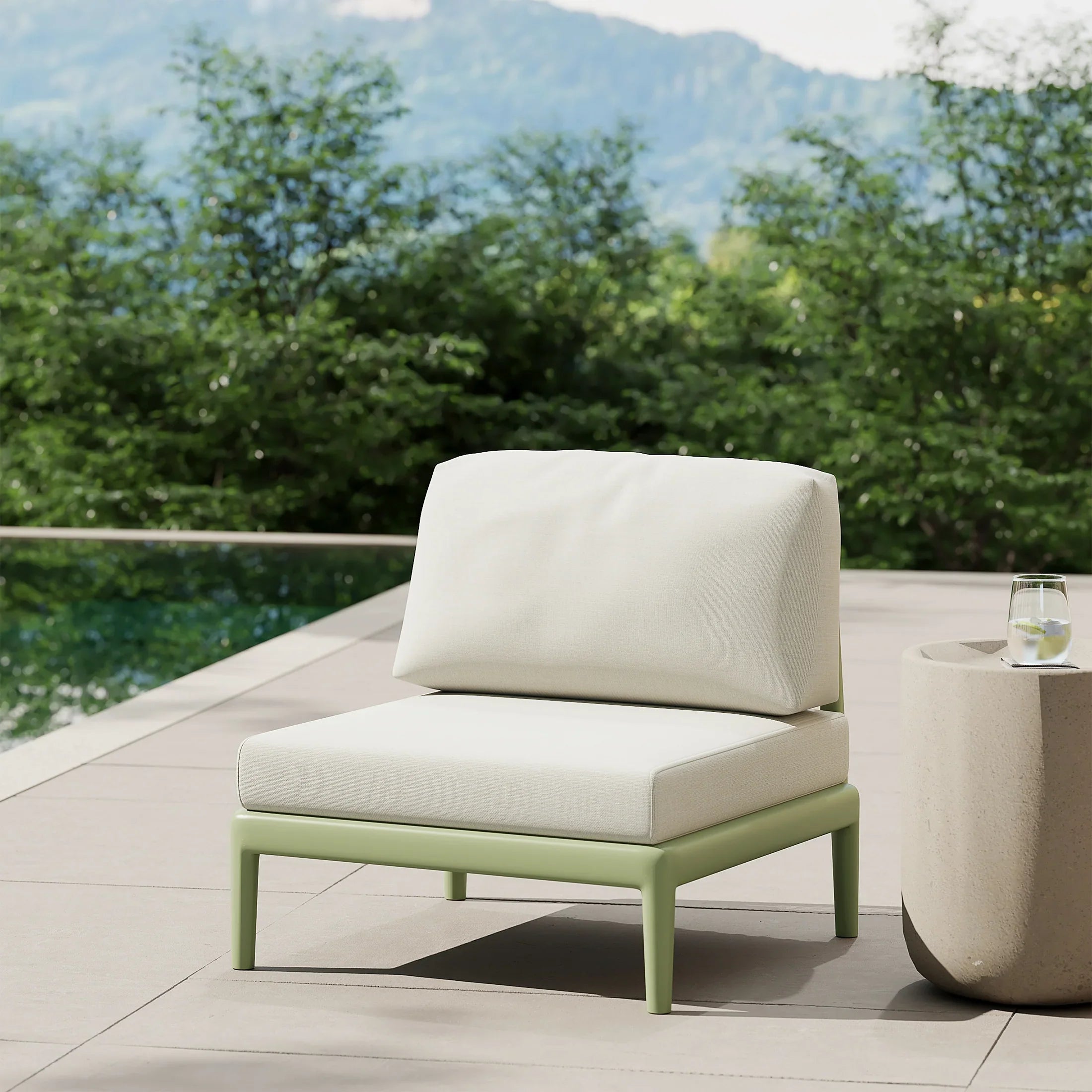 Sunshine Modern Outdoor Polypropylene Resin Deep Seating Armless Sectional